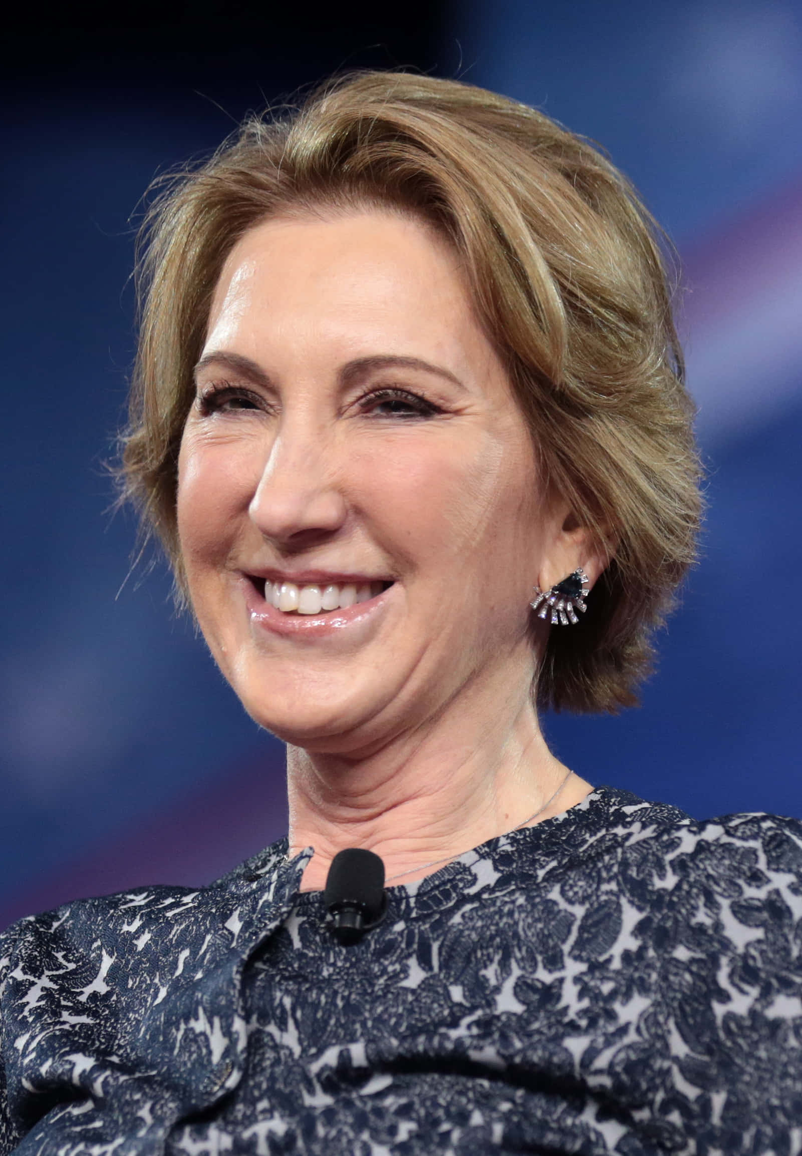 Carly Fiorina, black flower dress, short blonde hair, Full HD Phone Wallpaper