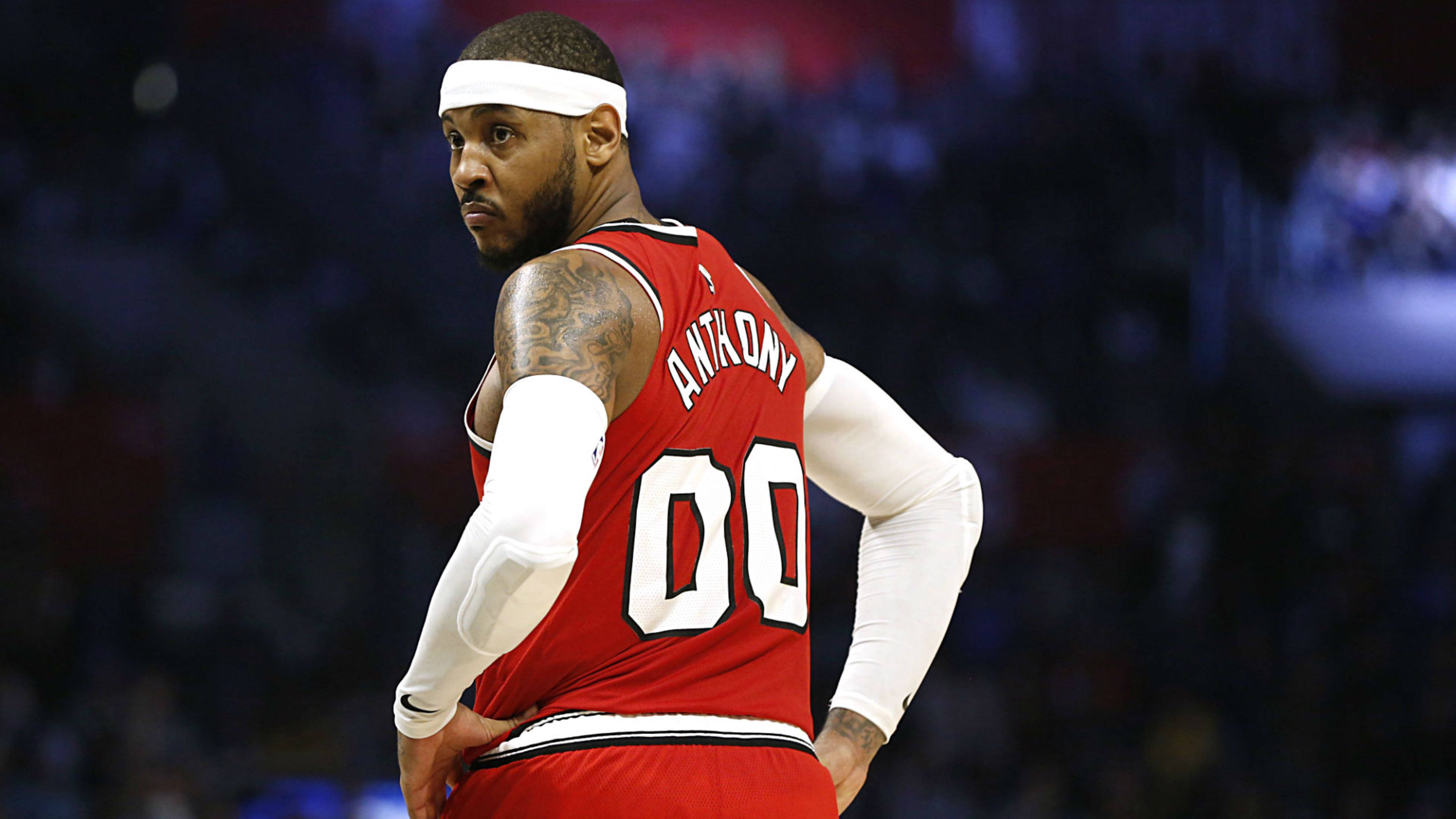 Carmelo Anthony, red jersey, number 00, 5K Desktop Wallpaper