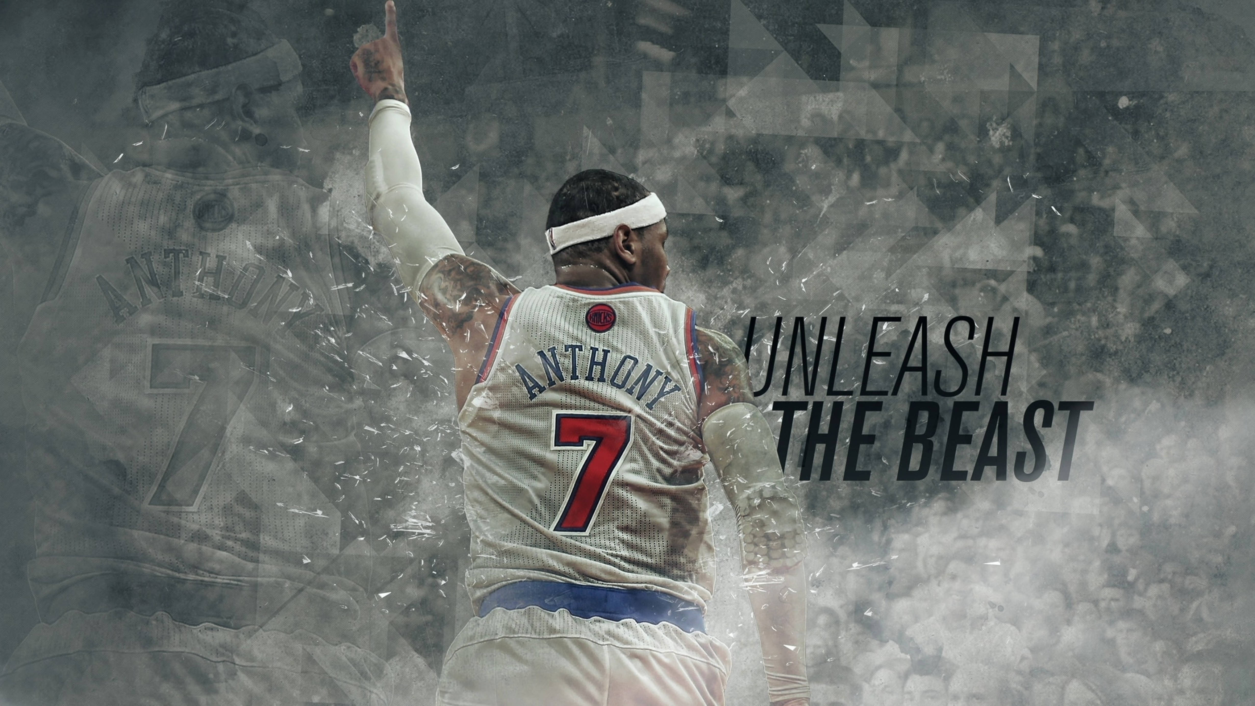 Carmelo Anthony, number 7, white jersey, 5K Desktop Wallpaper