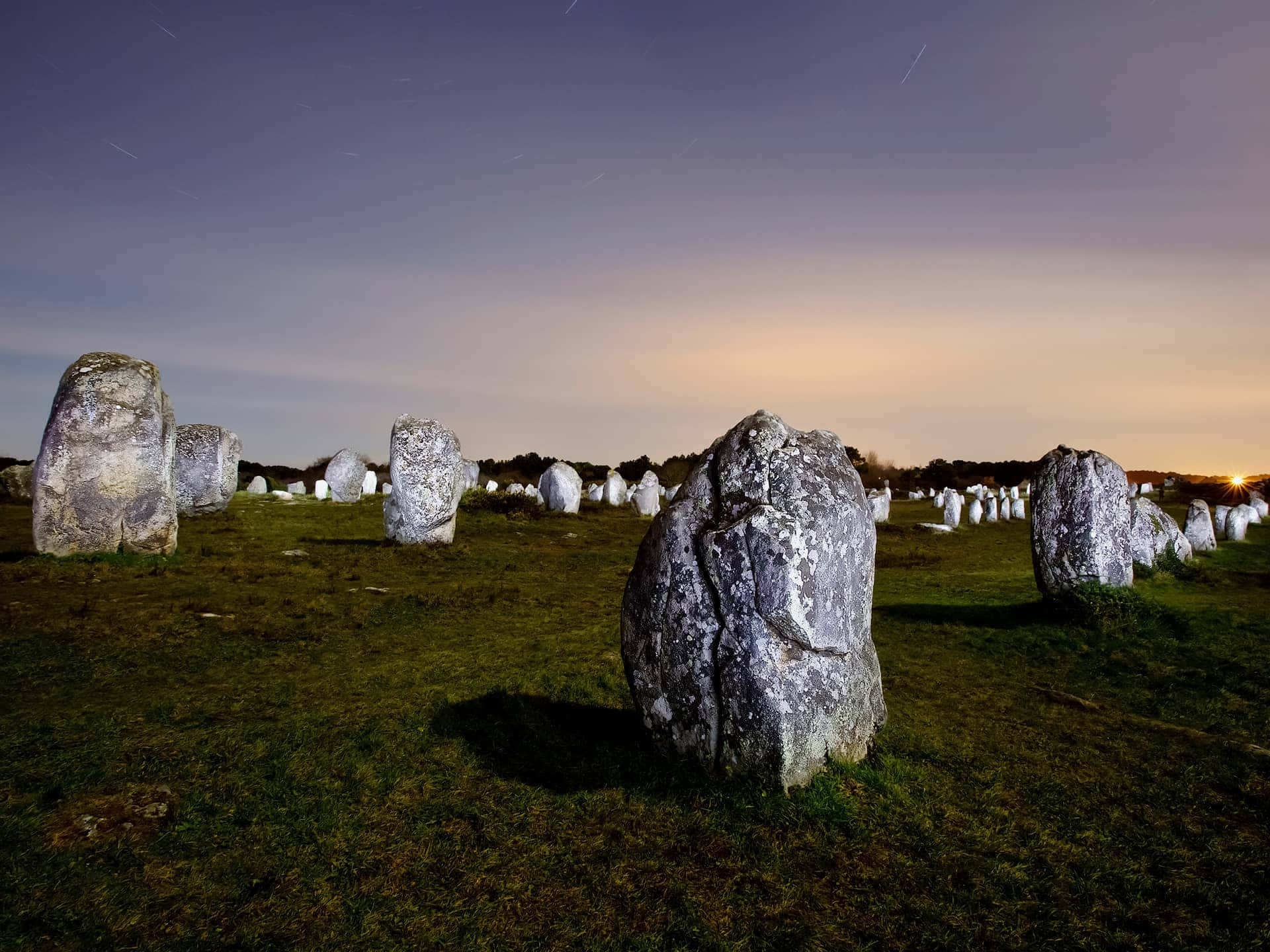Carnac, megalithic landscape, standing stones, Full HD Desktop Wallpaper
