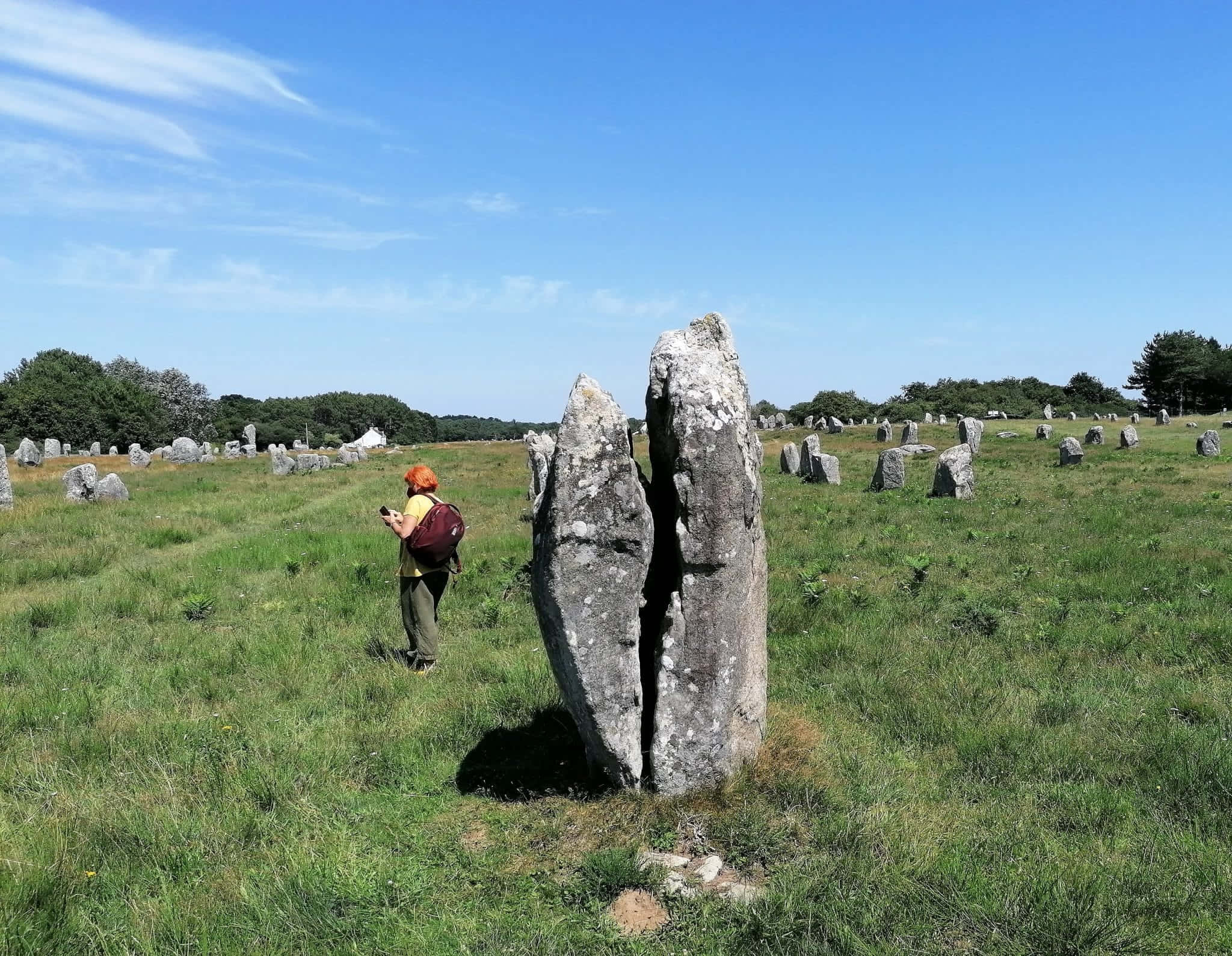 Carnac, cracked monolith, standing stones, Full HD Desktop Wallpaper