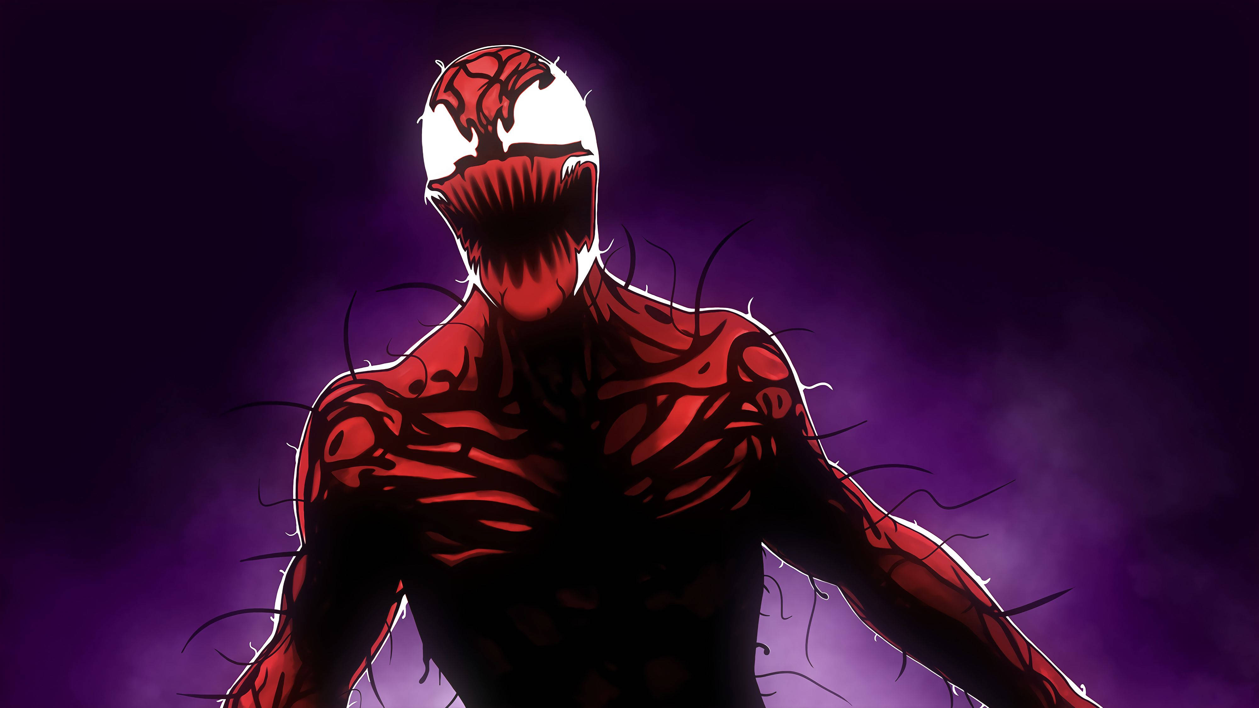 Purple Carnage 4K, red symbiote creature, white mask, 4K Desktop Wallpaper