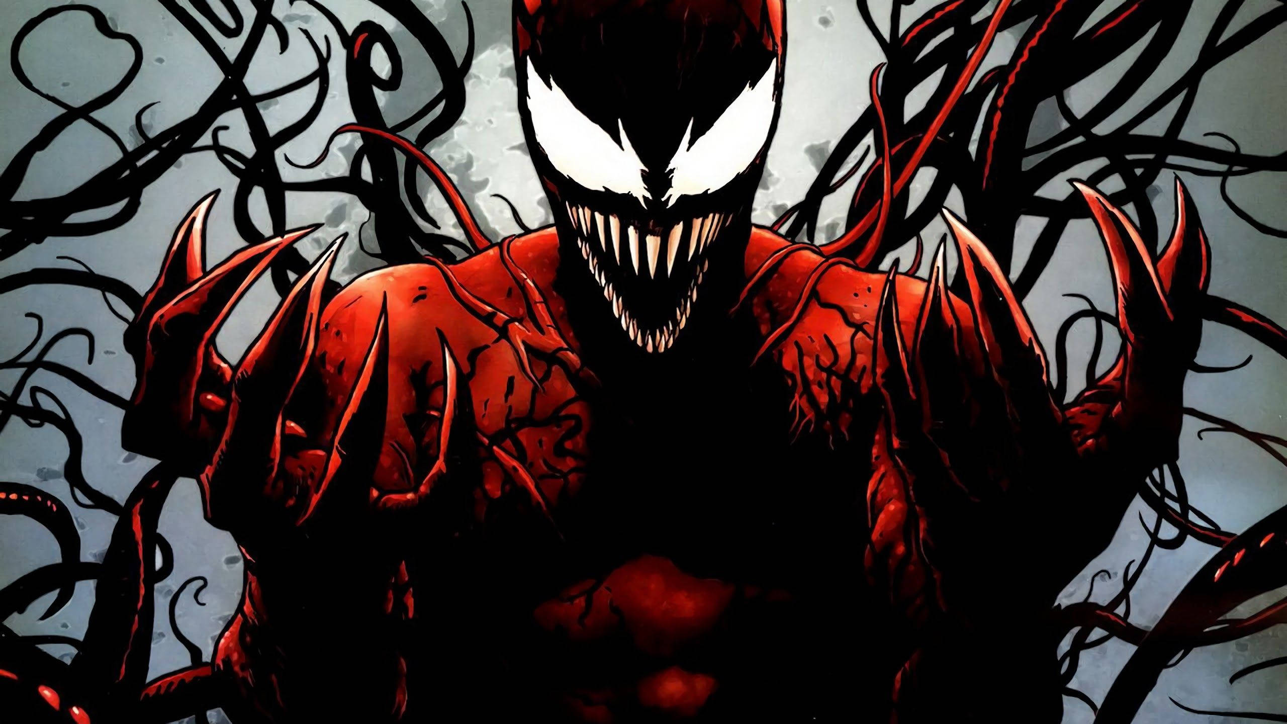Carnage 4K, red symbiote creature, sharp claws, 2K Desktop Wallpaper