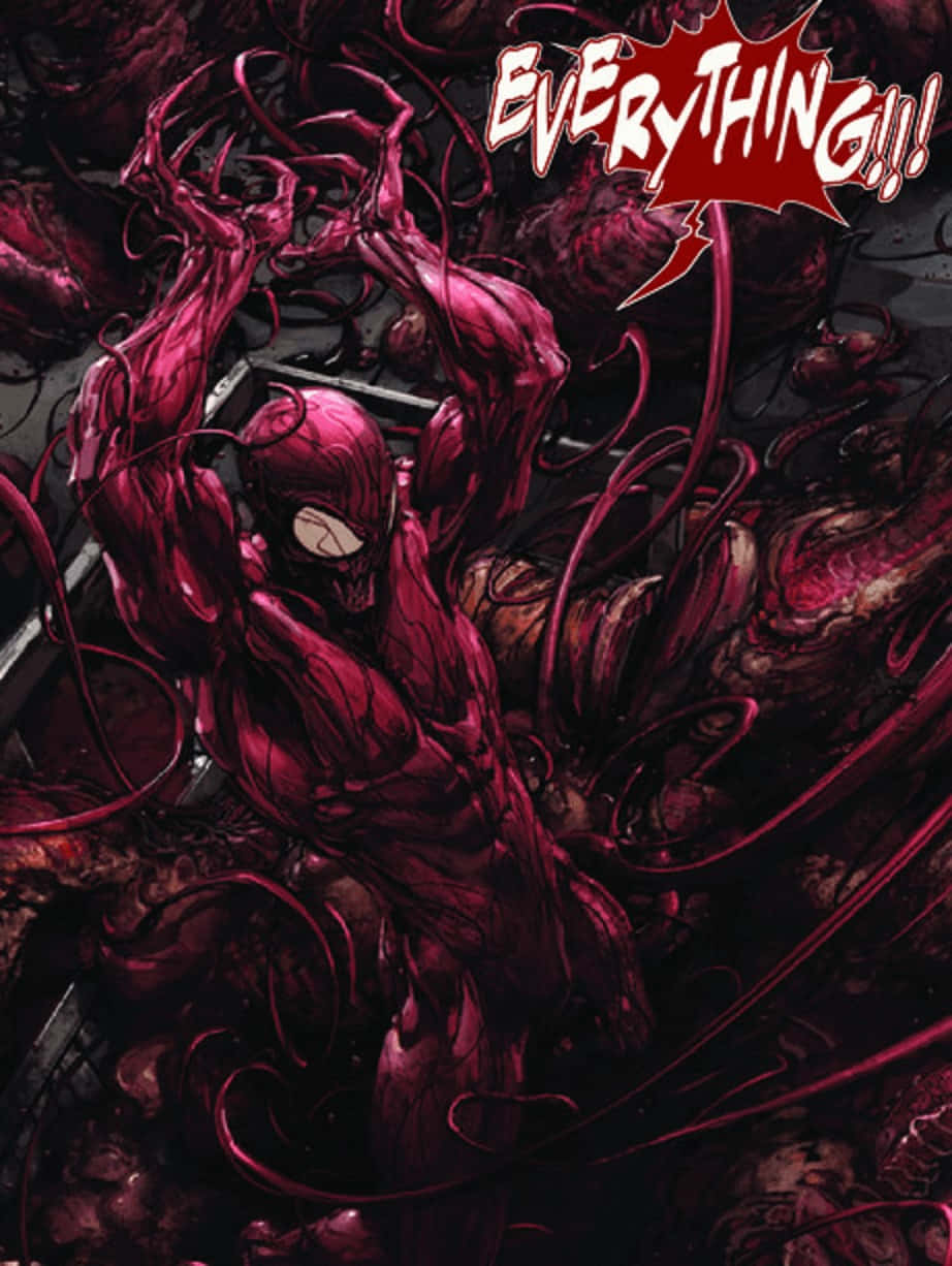 Carnage USA, crimson symbiote Spider-Man, tentacles erupting from his body, SD Phone Wallpaper