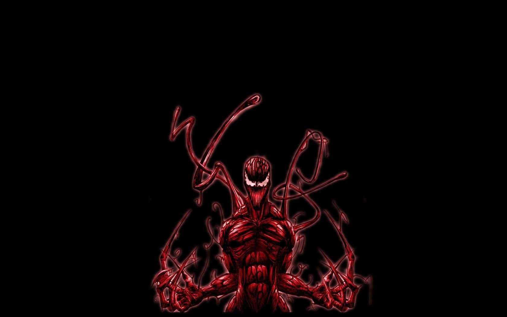 Carnage USA, red symbiote creature, glowing white eyes, HD Desktop Wallpaper