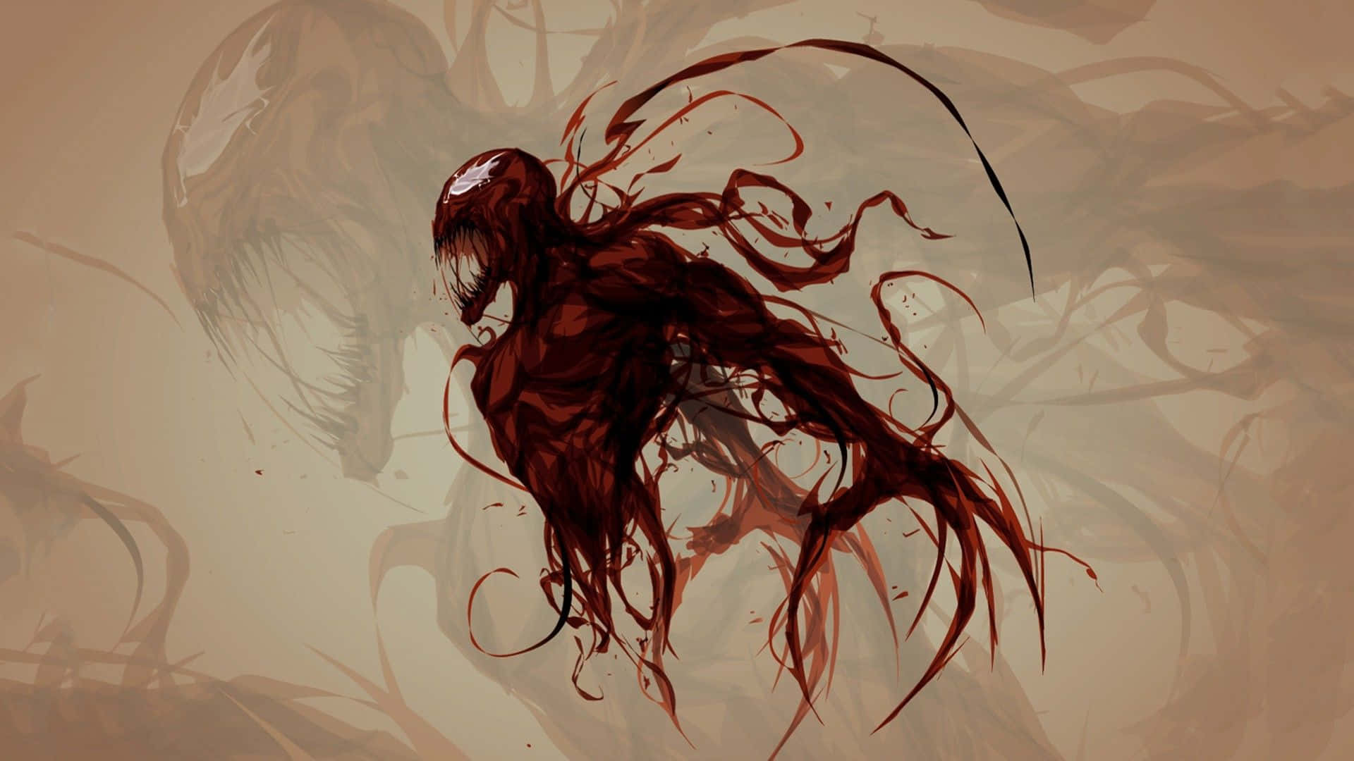 Carnage USA, red symbiote creature, sharp teeth, Full HD Desktop Wallpaper