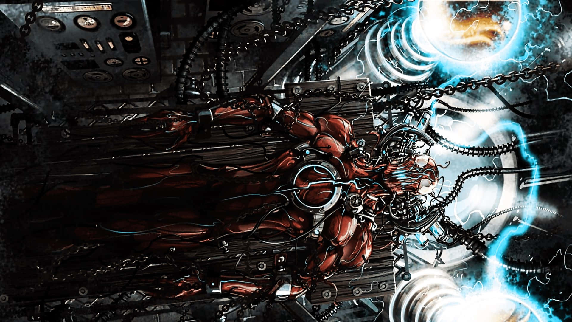 Carnage USA, biomechanical red creature, chains, Full HD Desktop Wallpaper