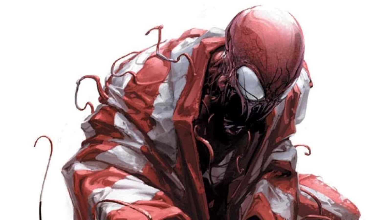 Carnage USA, red and white symbiote creature, tendrils, HD Desktop Wallpaper