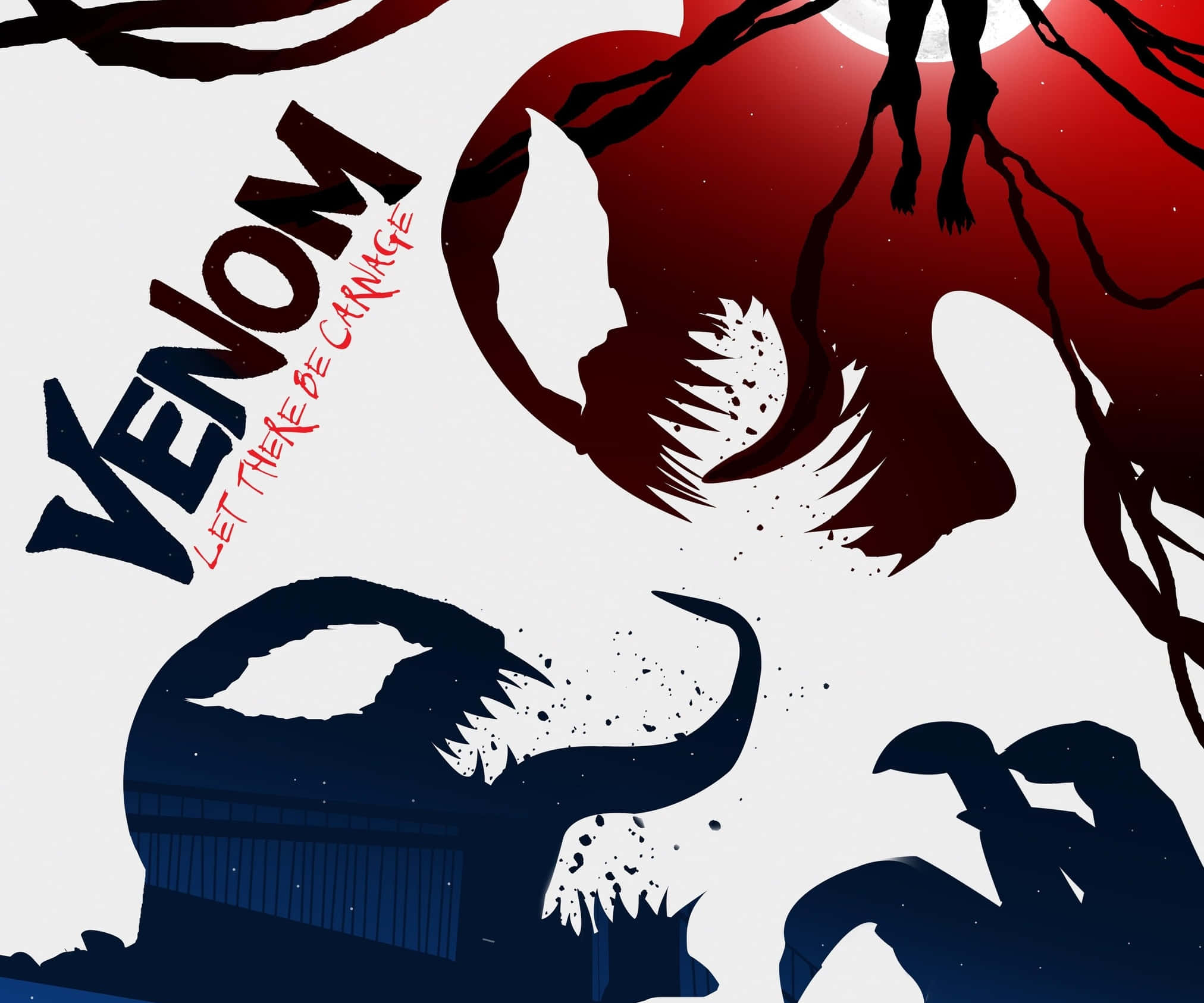 Carnage, Venom, red moon, Full HD Desktop Wallpaper