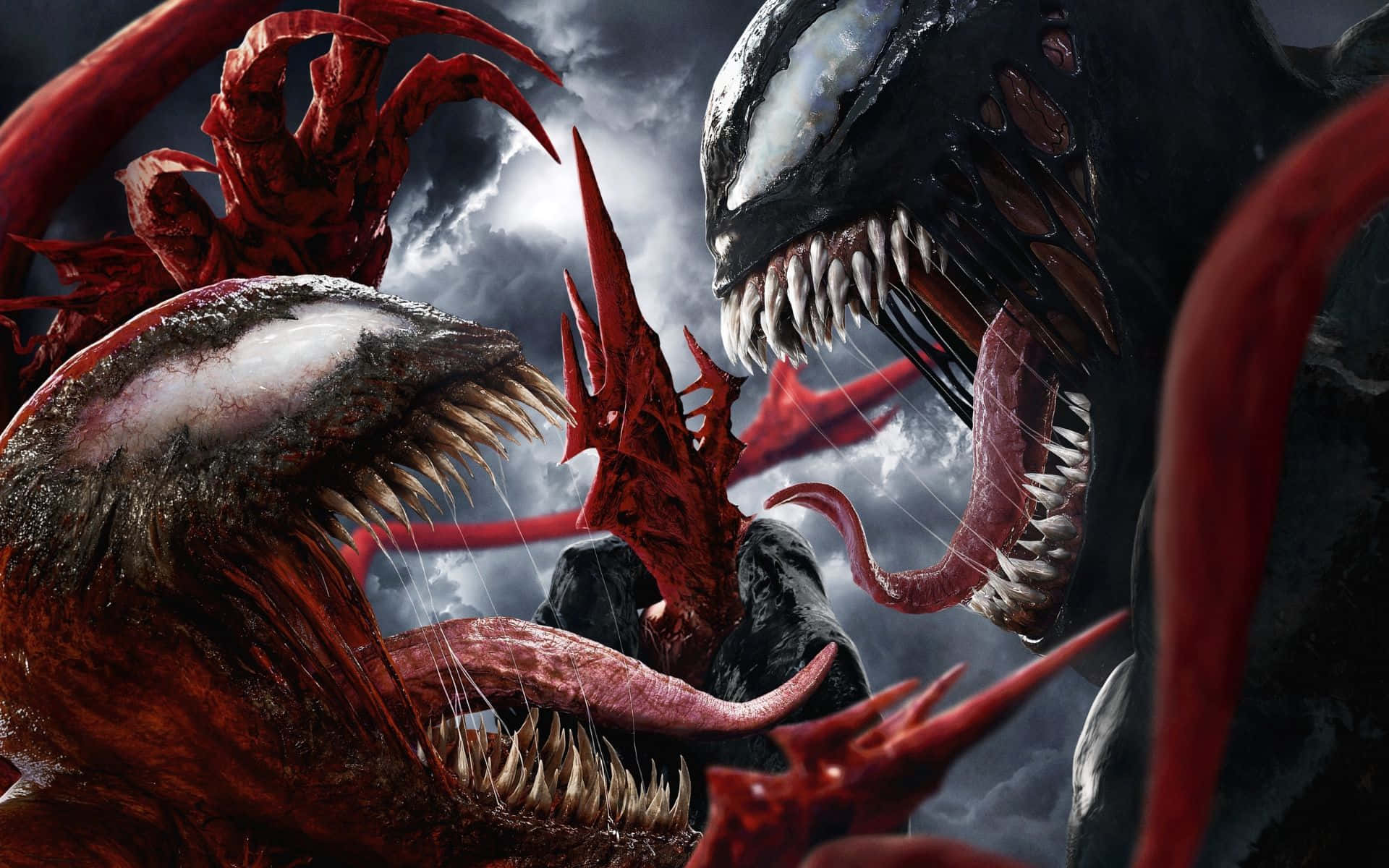 Carnage, Venom, red tendrils, Full HD Desktop Wallpaper