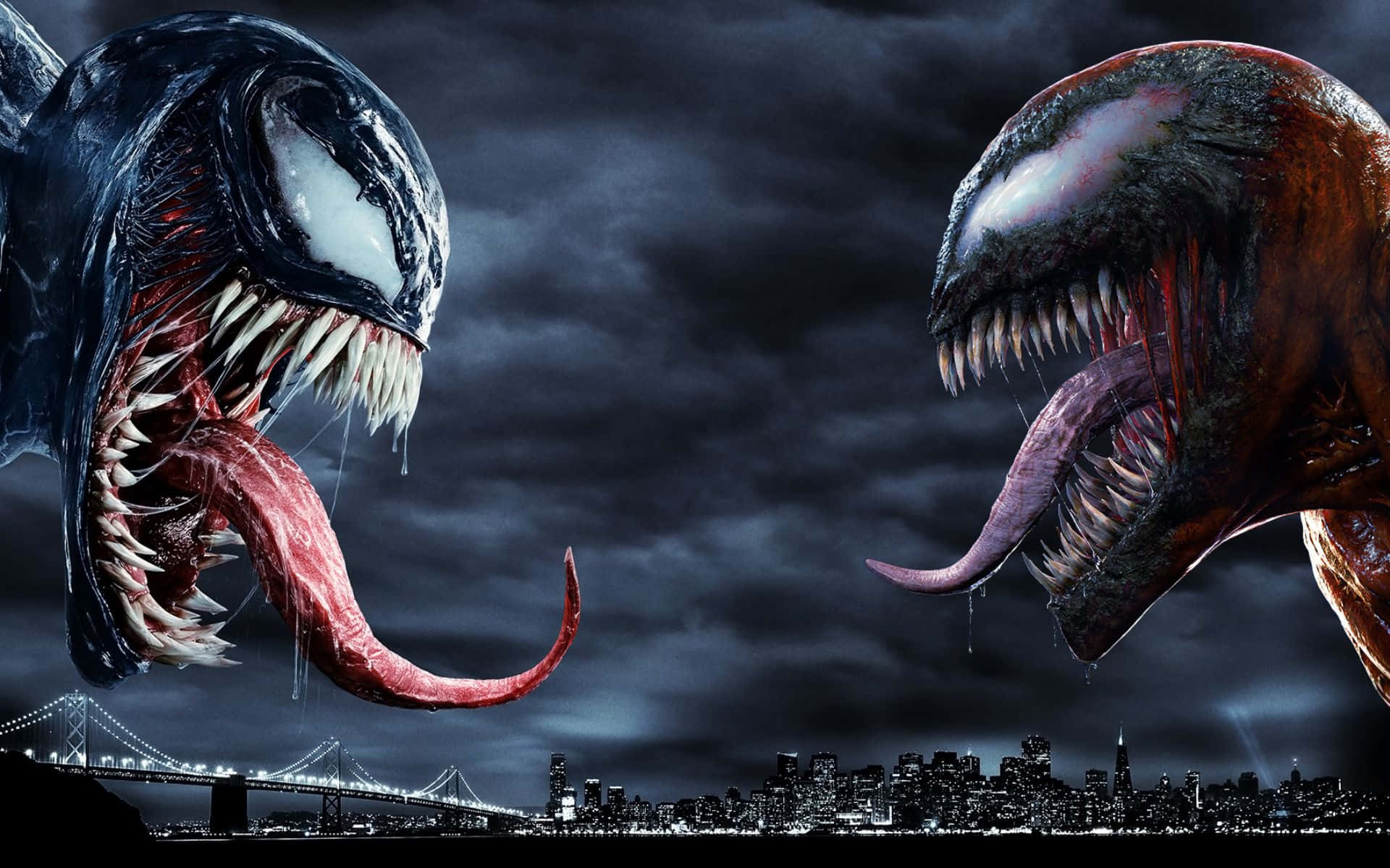 Carnage, Venom, dark stormy sky, Full HD Desktop Wallpaper
