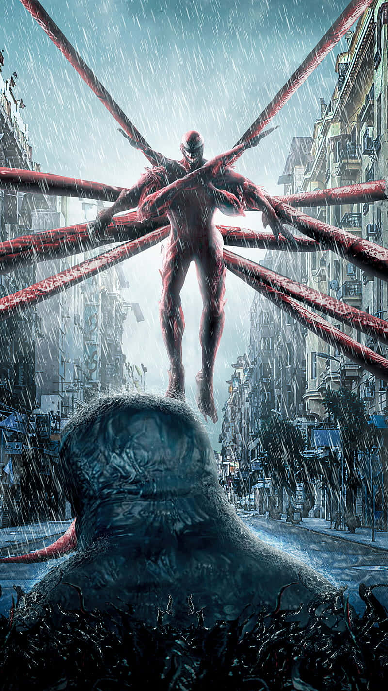 Cool Venom, Carnage, rainy city street, HD Phone Wallpaper