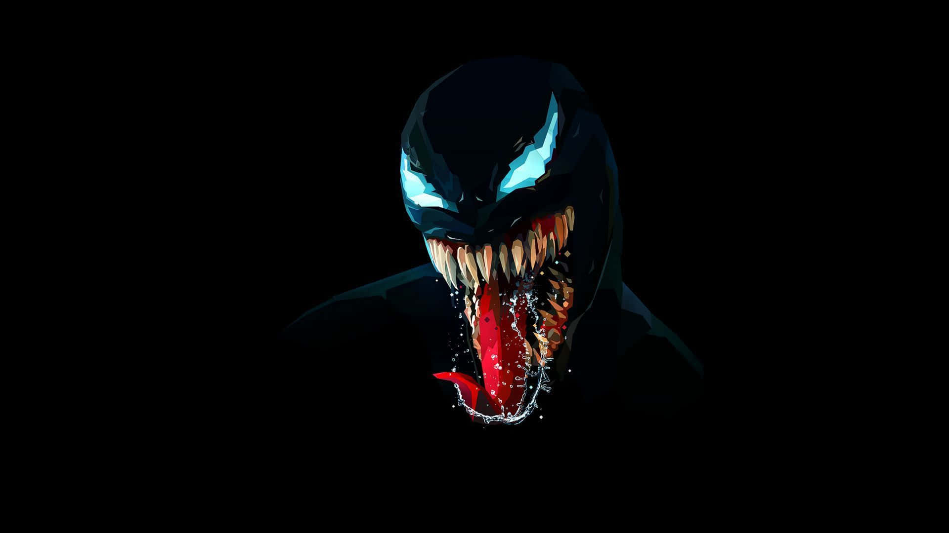 Venom, glowing blue eyes, dripping red tongue, Full HD Desktop Wallpaper