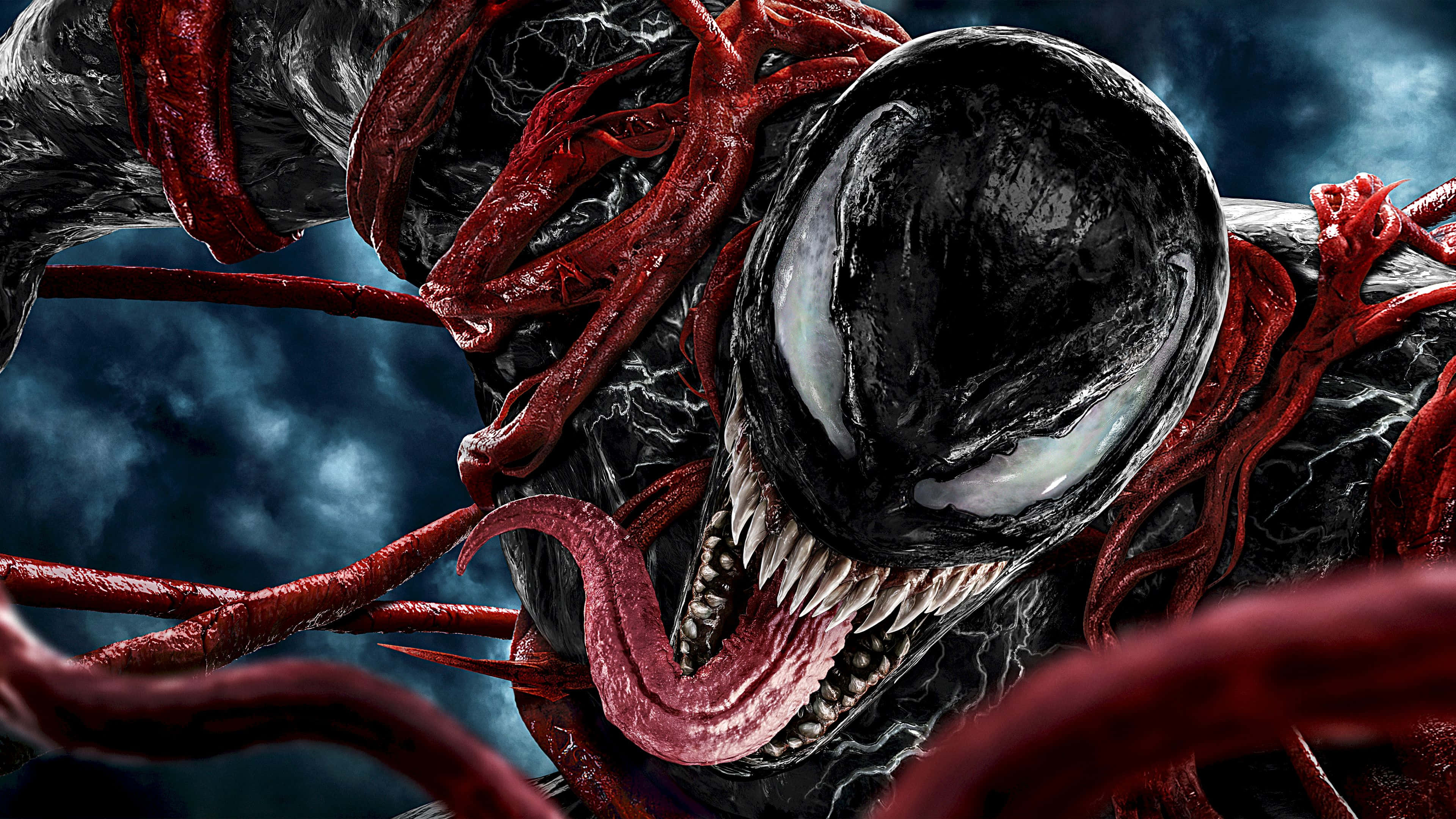 Venom, Carnage, glowing white eyes, 4K Desktop Wallpaper