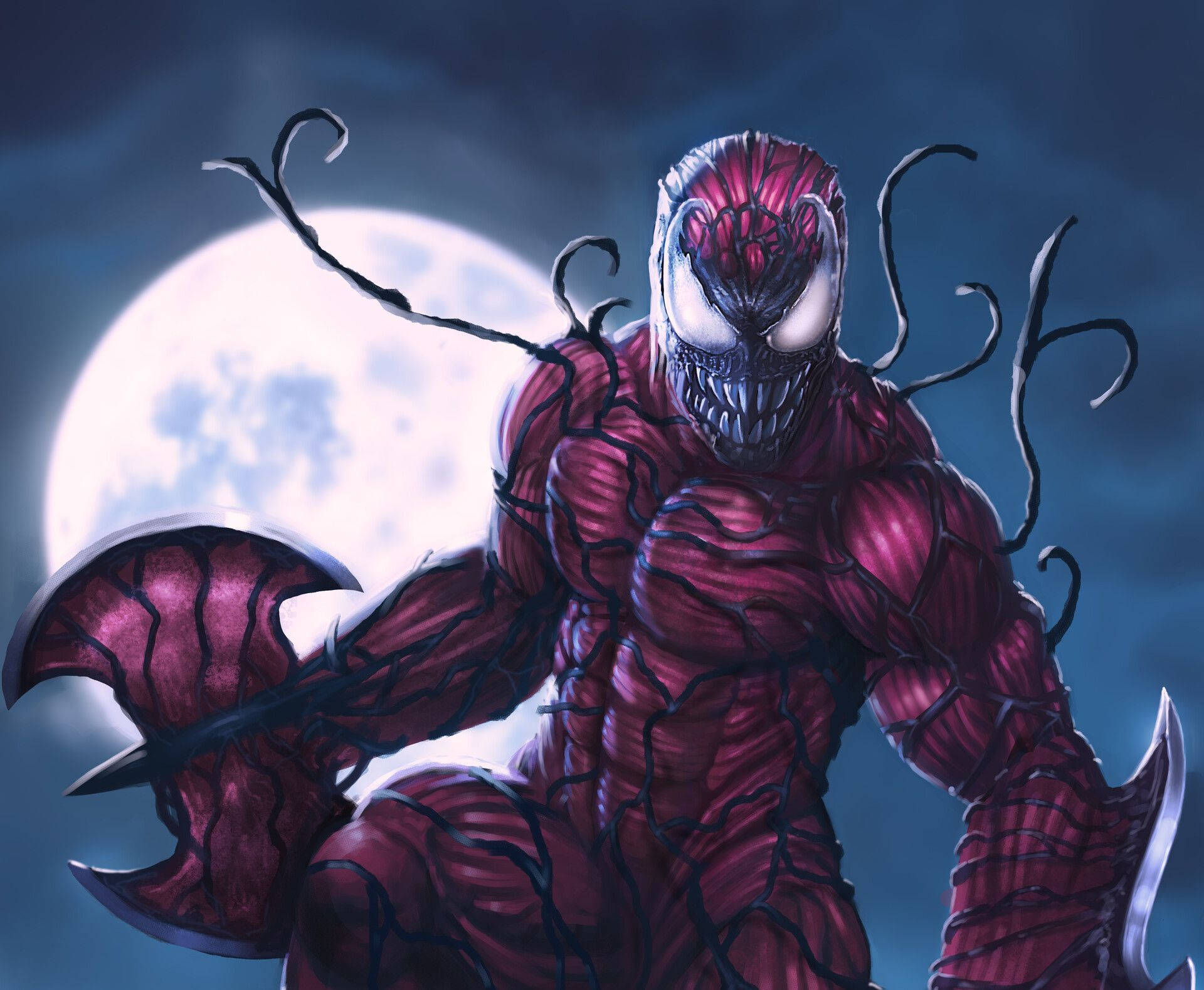 Venom, Carnage, full moon, Full HD Desktop Wallpaper