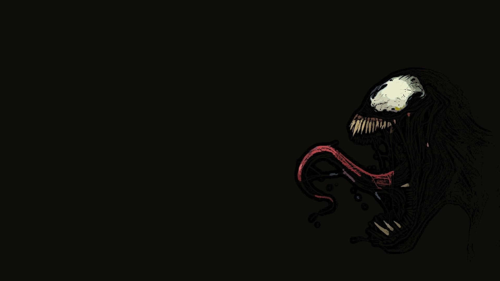 Black Venom, symbiote creature, glowing white eyes, Full HD Desktop Wallpaper