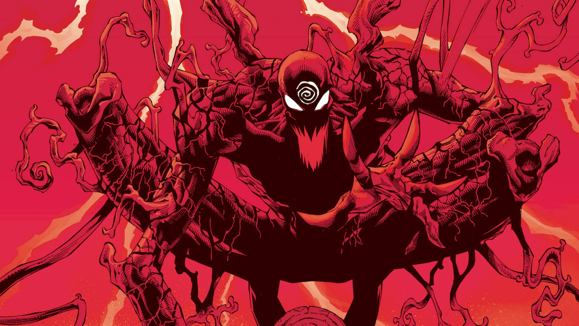 Carnage, symbiote creature, white eyes, Full HD Desktop Wallpaper