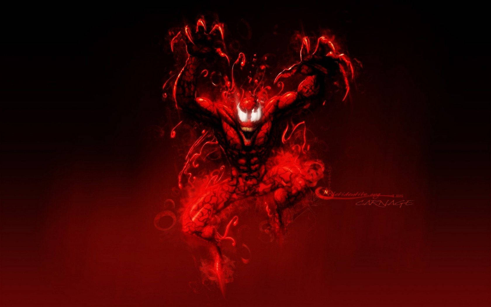 Carnage, red symbiote, glowing white eyes, HD Desktop Wallpaper