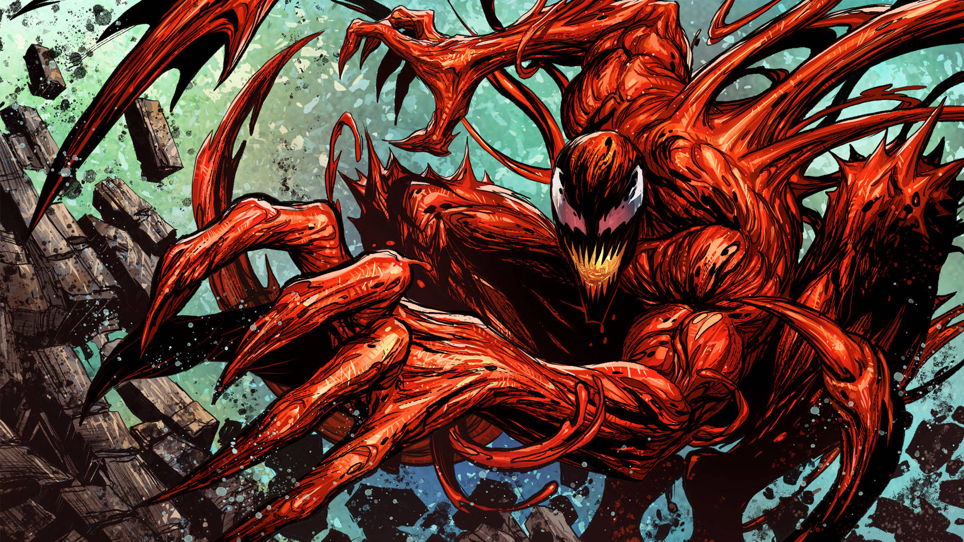 Carnage, red symbiote creature, sharp claws, Full HD Desktop Wallpaper