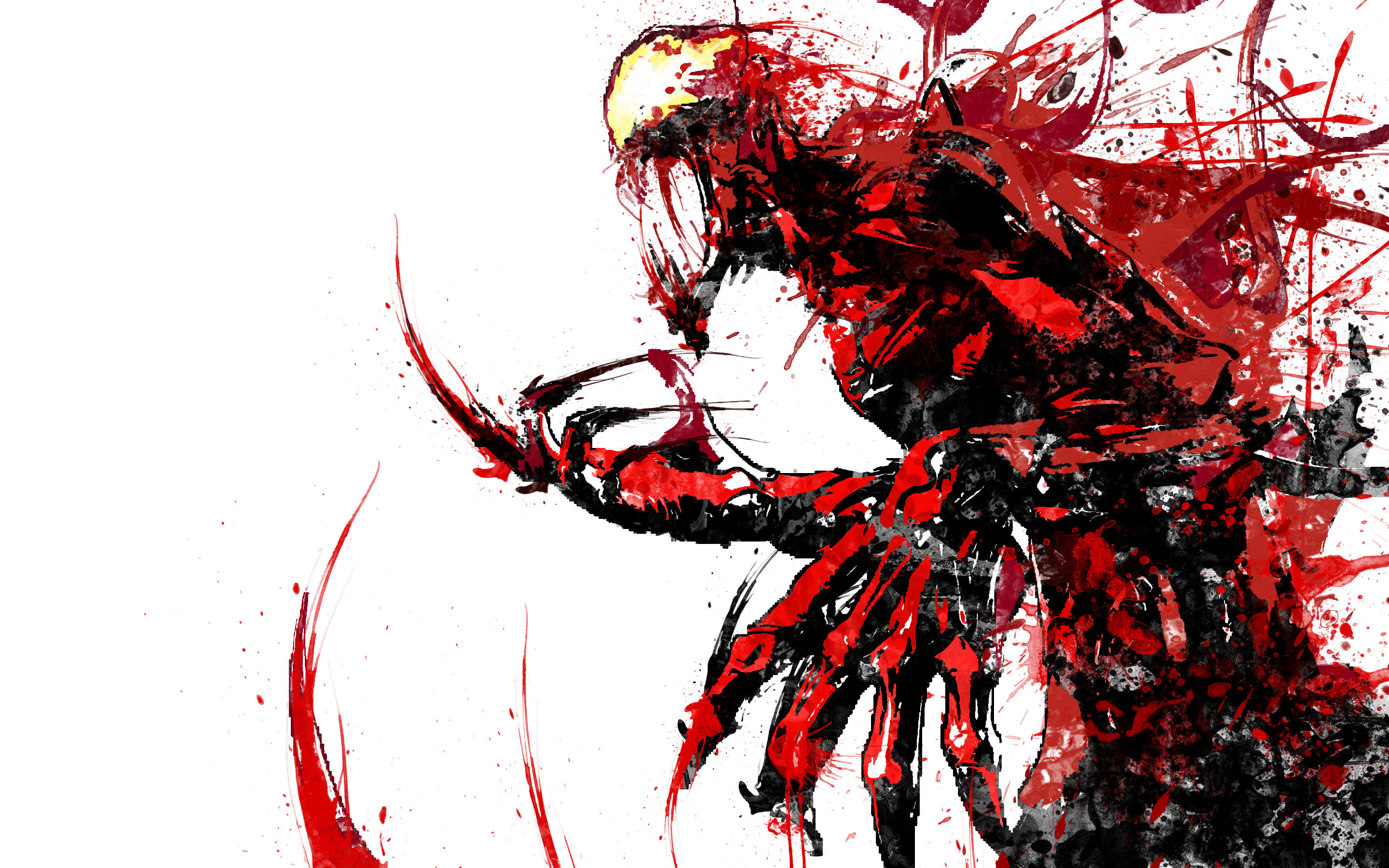 Carnage, white, red and black splattered paint strokes, 2K Desktop Wallpaper