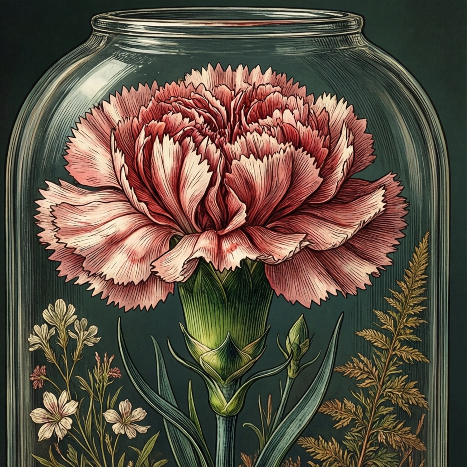 botanical carnation terrarium, pink carnation, glass jar, HD Desktop Wallpaper
