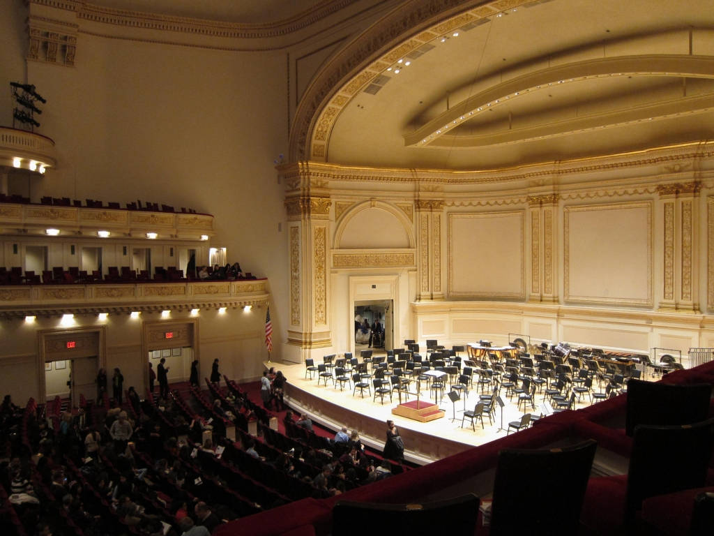 Carnegie Hall, orchestra, red velvet seats, SD Desktop Wallpaper