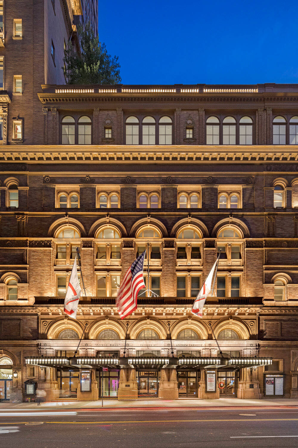 Carnegie Hall, facade, dusk, HD Phone Wallpaper