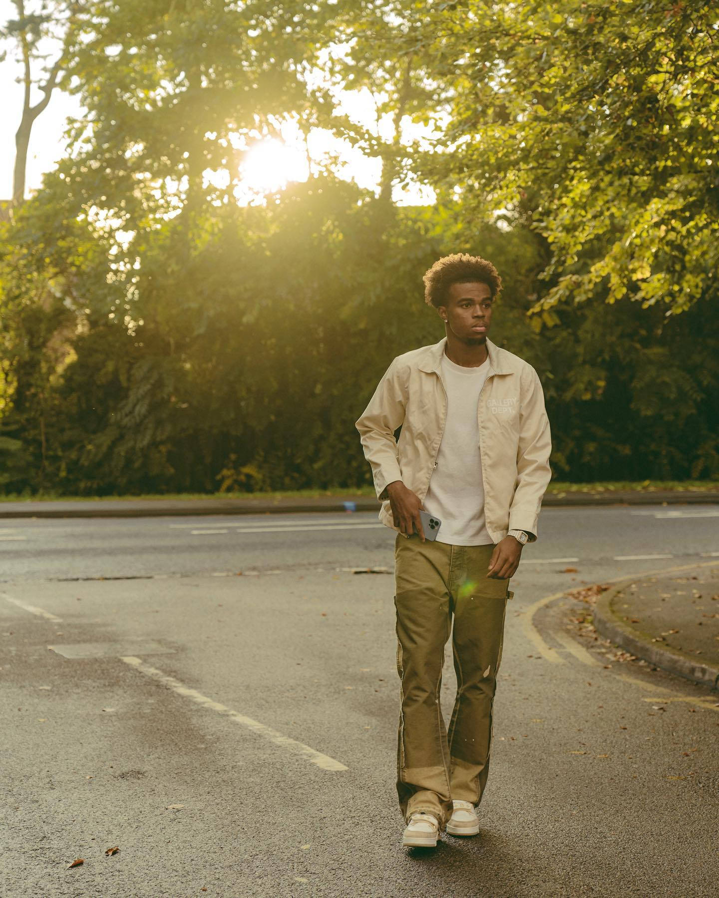 Carney Chukwuemeka, tree-lined street, golden sunlight, HD Phone Wallpaper