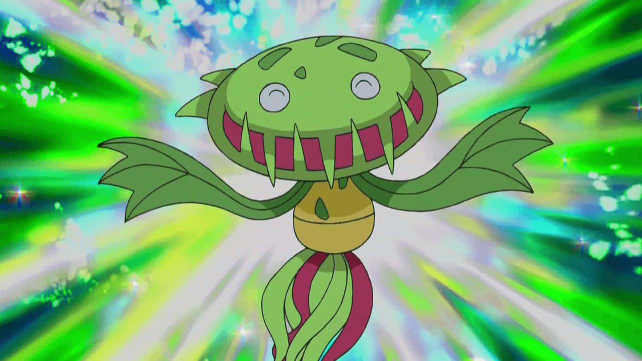 Carnivine, green cartoon Pokémon, wide toothy grin, HD Desktop Wallpaper