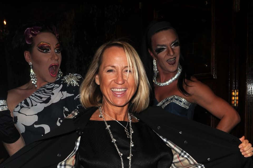 Carol Mcgiffin, drag performers, black jacket with plaid lining, SD Desktop Wallpaper