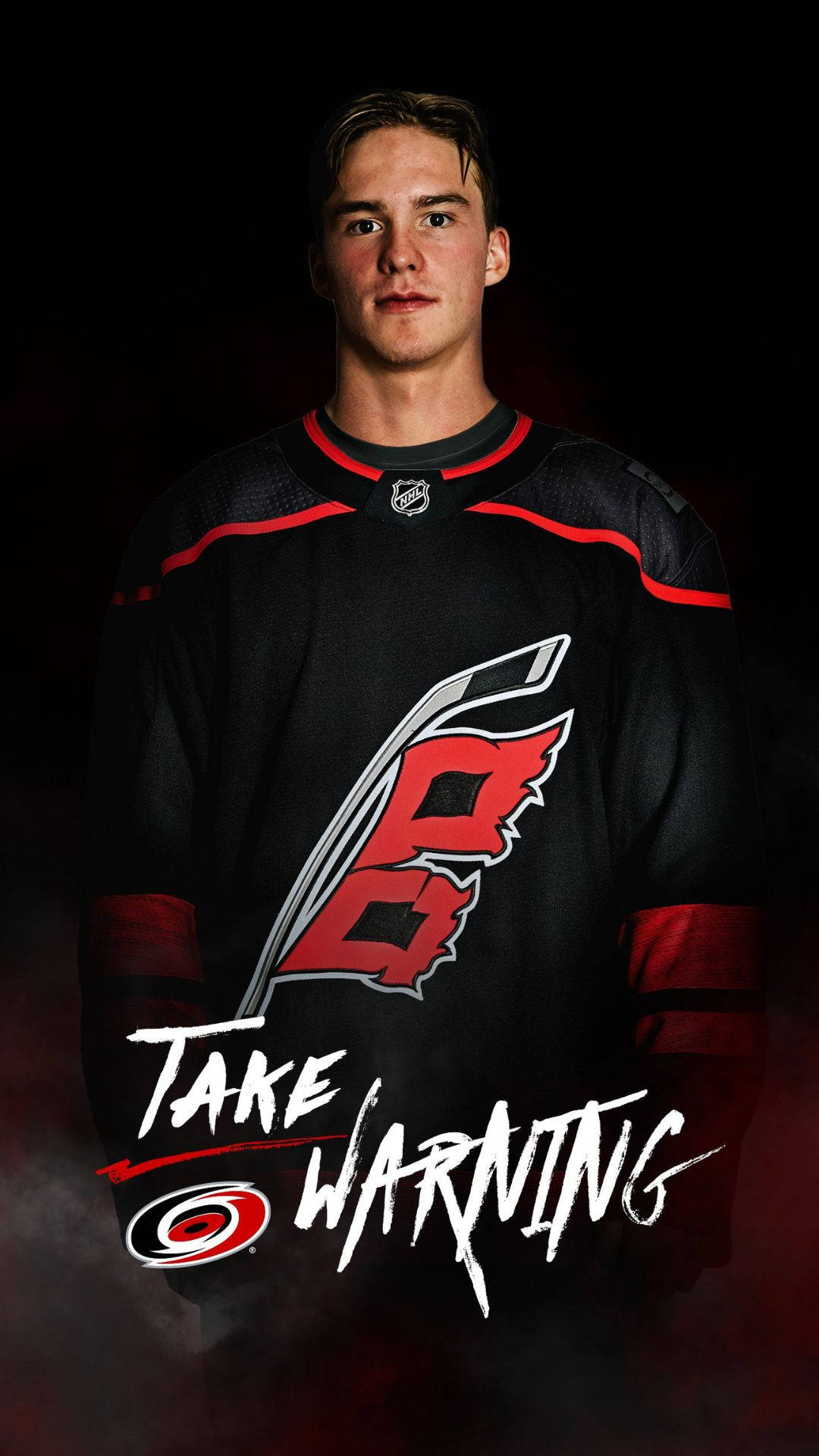 Carolina Hurricanes, black and red Carolina Hurricanes jersey, TAKE WARNING, Full HD Phone Wallpaper