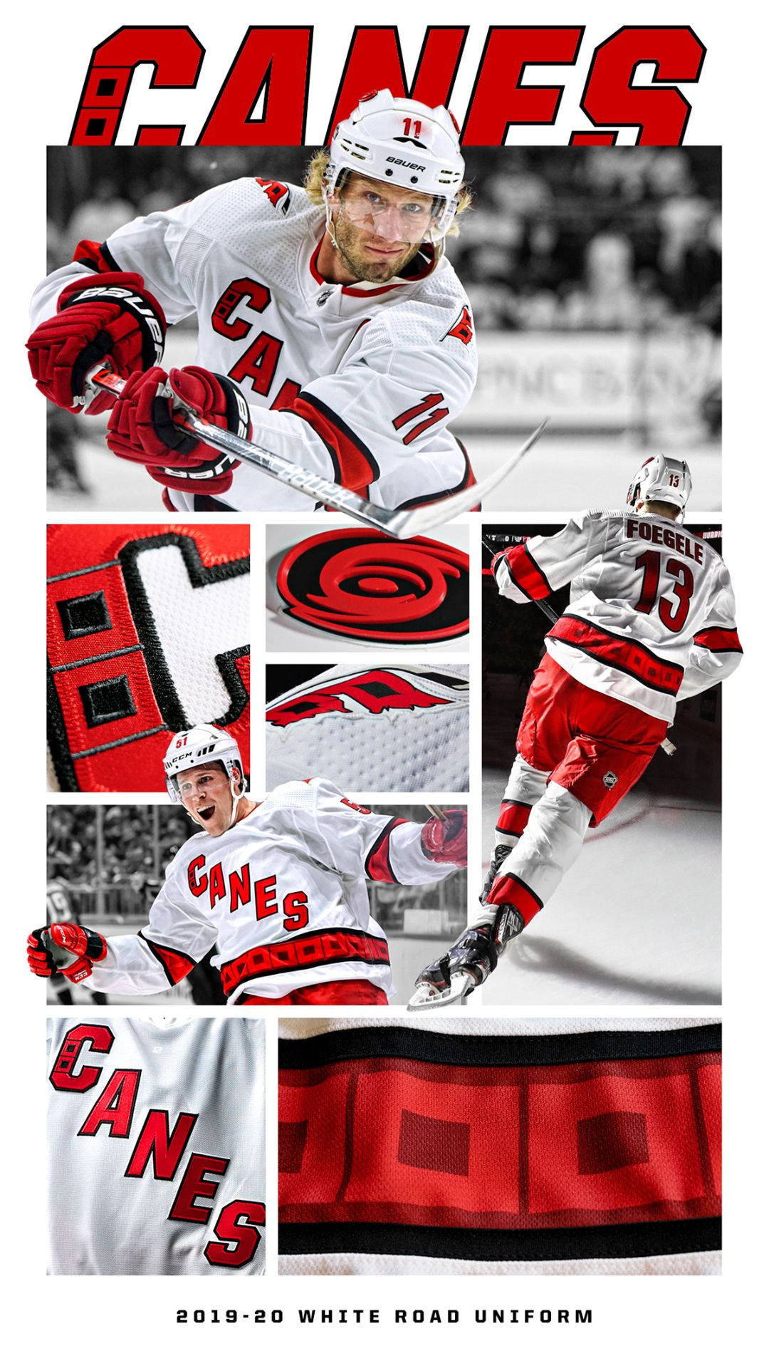 Carolina Hurricanes, white road uniforms, red accents, Full HD Phone Wallpaper