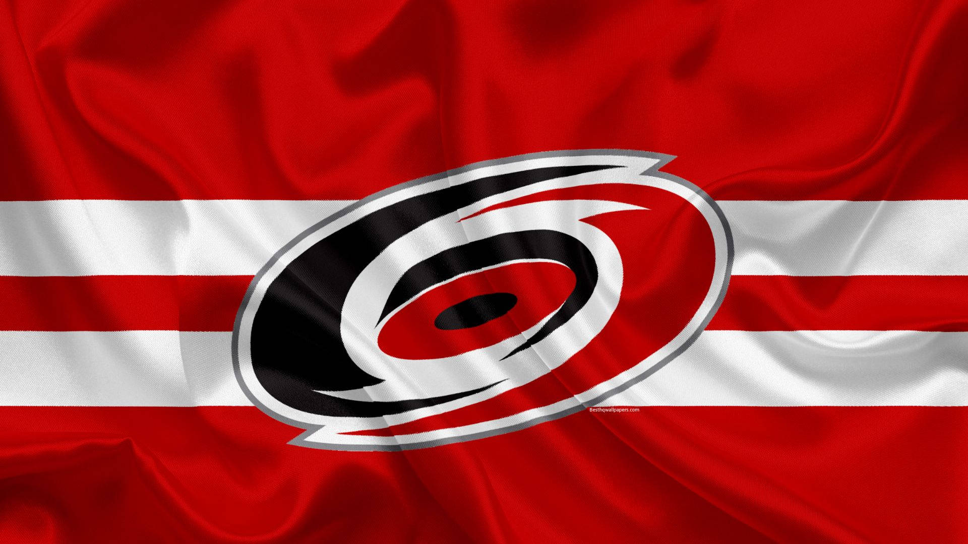 Carolina Hurricanes, red and white striped flag, bold black and silver hurricane logo, Full HD Desktop Wallpaper