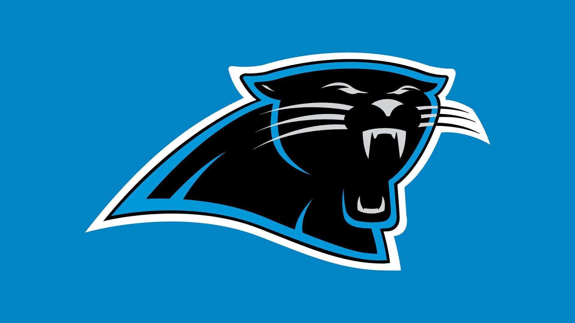 Carolina Panthers Logo, blue surface, black panther, Full HD Desktop Wallpaper