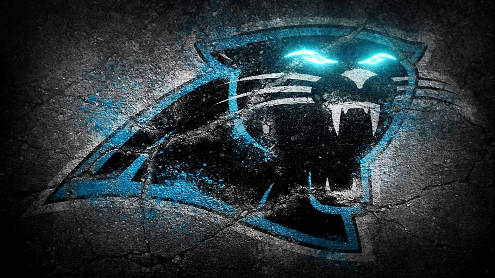 Carolina Panthers Logo, glowing blue, sharp teeth, Full HD Desktop Wallpaper