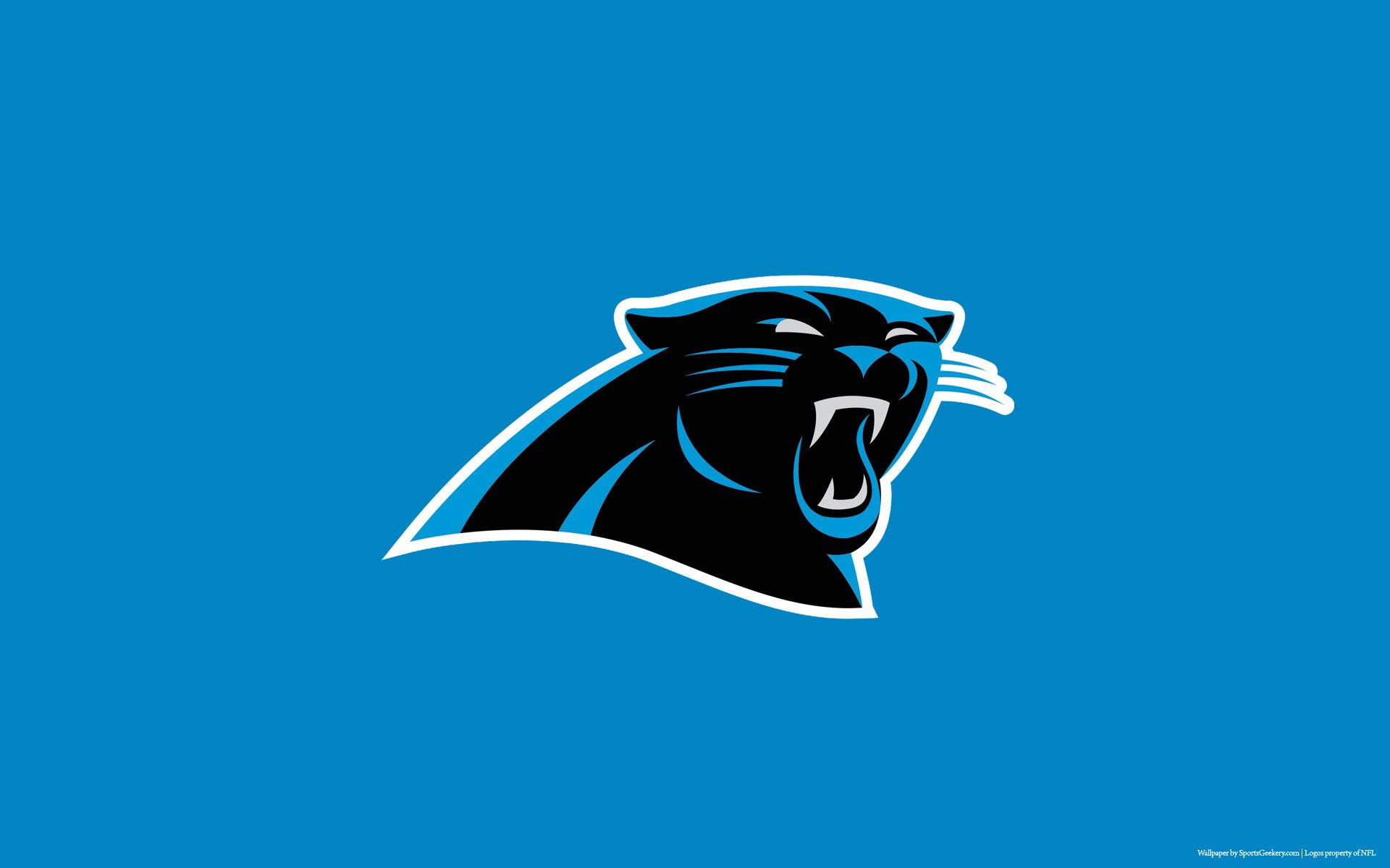 Carolina Panthers, black panther logo, white outline, Full HD Desktop Wallpaper