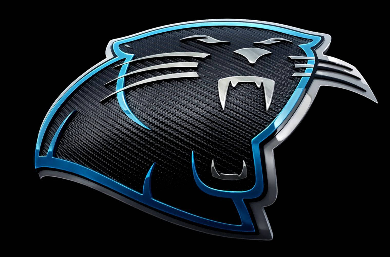Carolina Panthers, carbon fiber, glowing blue accents, HD Desktop Wallpaper