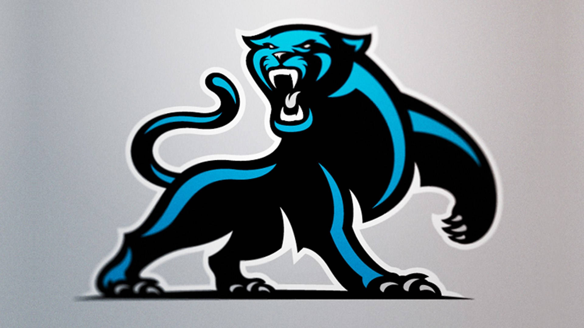 Carolina Panthers, black panther, glowing blue accents, Full HD Desktop Wallpaper