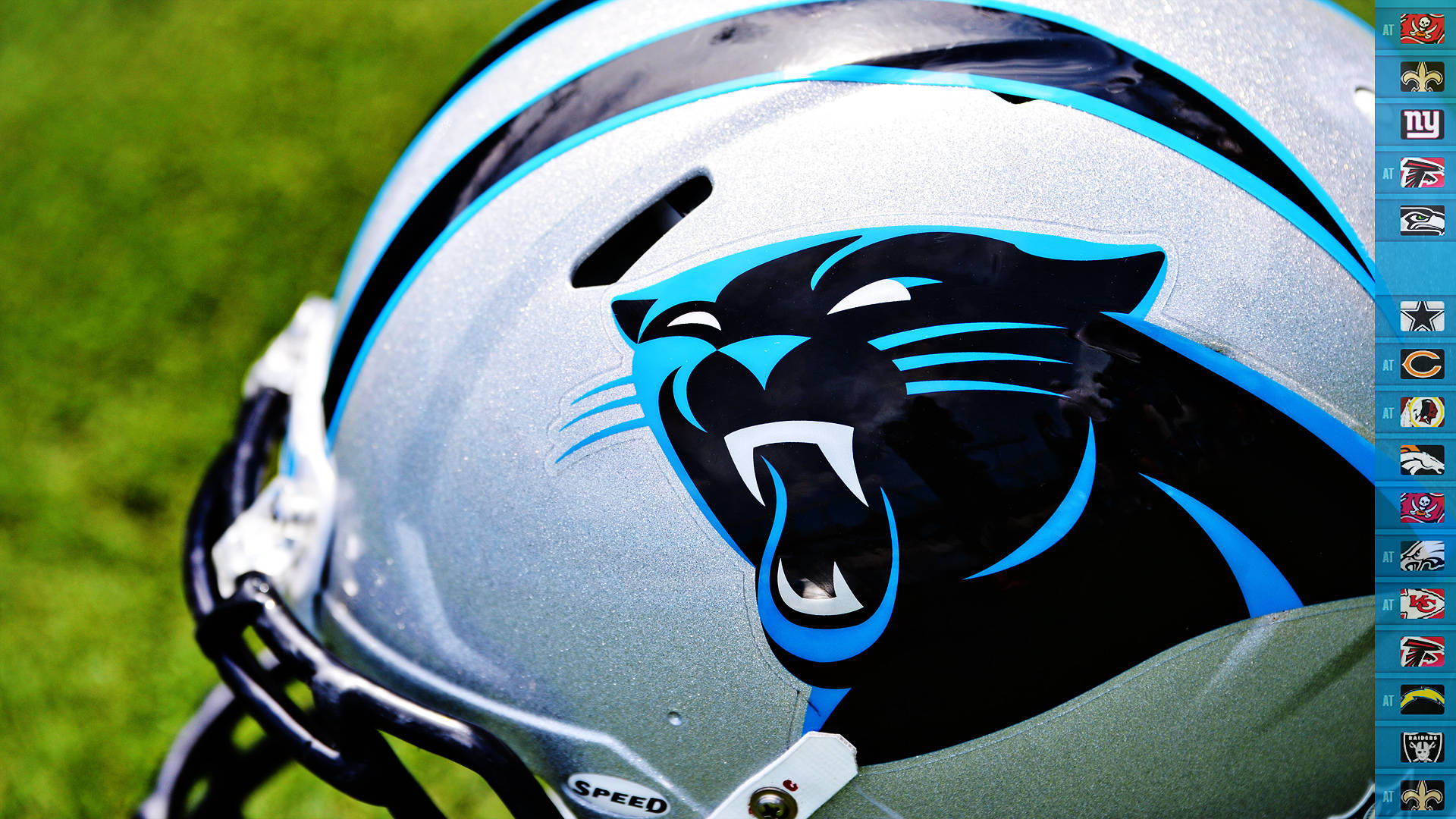 Carolina Panthers, roaring panther logo, football helmet, Full HD Desktop Wallpaper