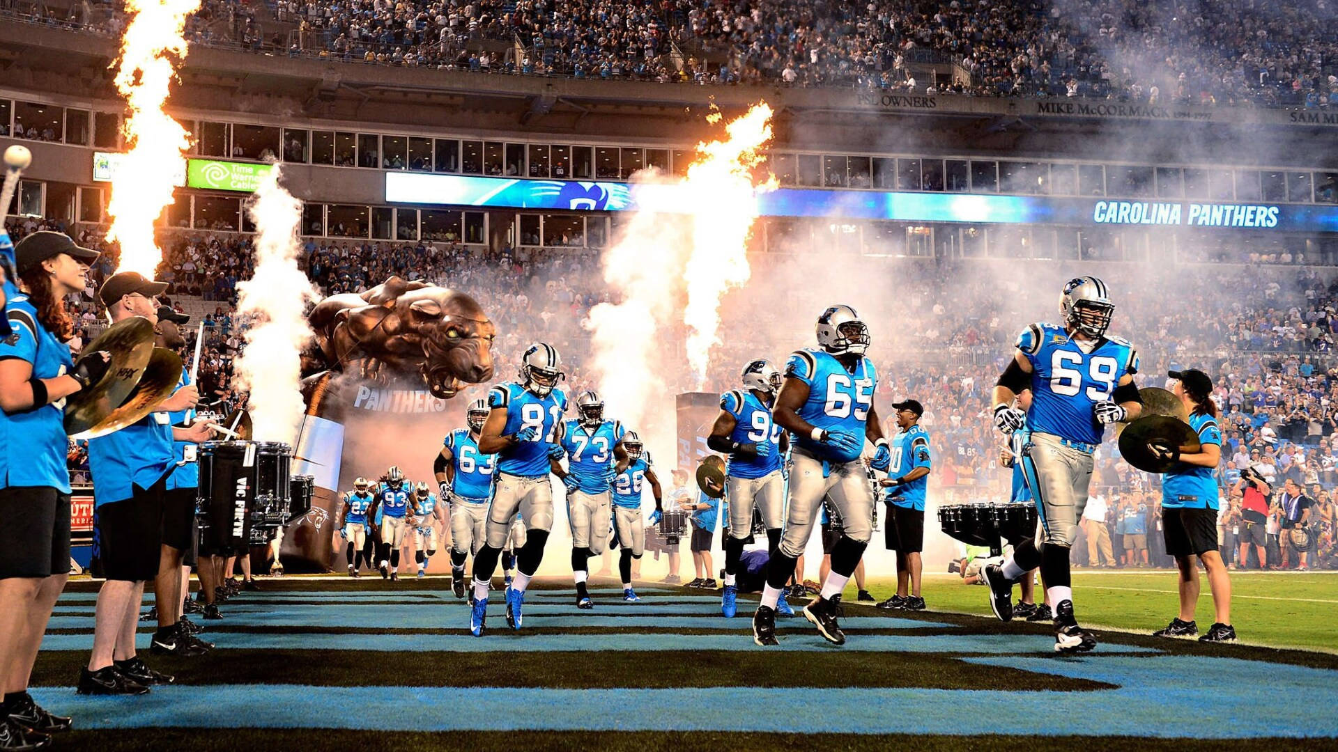 Carolina Panthers, flames, smoke, Full HD Desktop Wallpaper