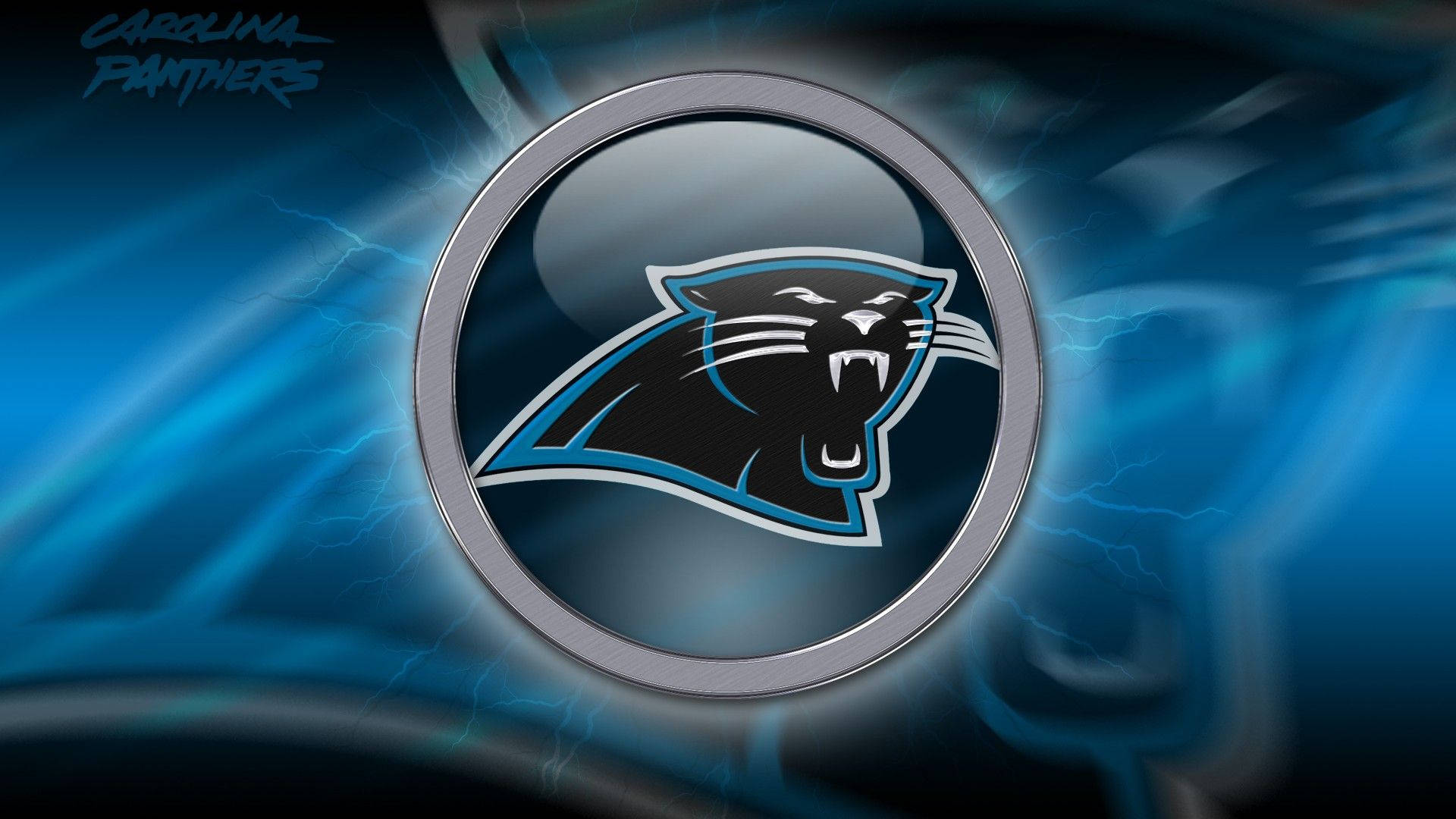 Carolina Panthers, circular logo, black panther, Full HD Desktop Wallpaper