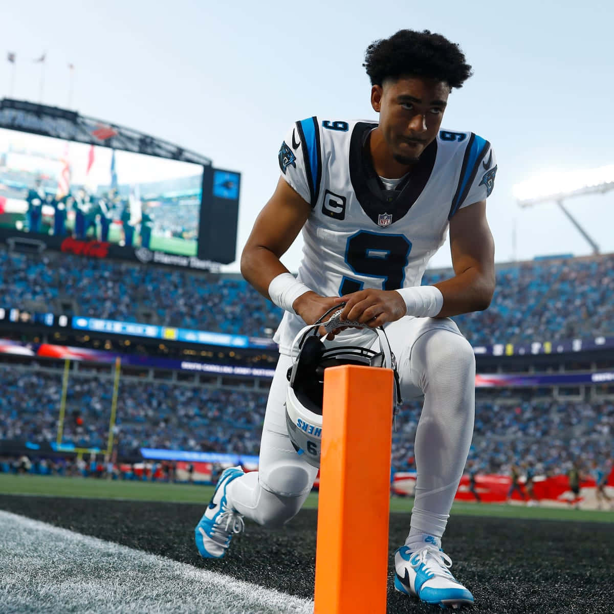 Carolina Panthers, orange pylon, helmet, SD Desktop Wallpaper