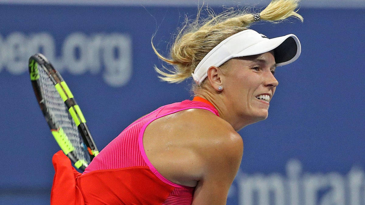 Caroline Wozniacki, pink and red outfit, tennis player, SD Desktop Wallpaper
