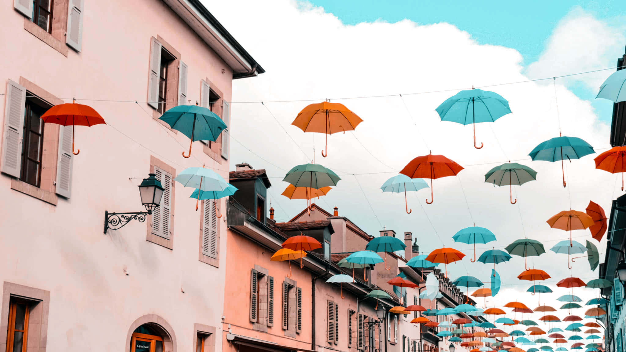 Carouge, sunset, pastel buildings, Full HD Desktop Wallpaper