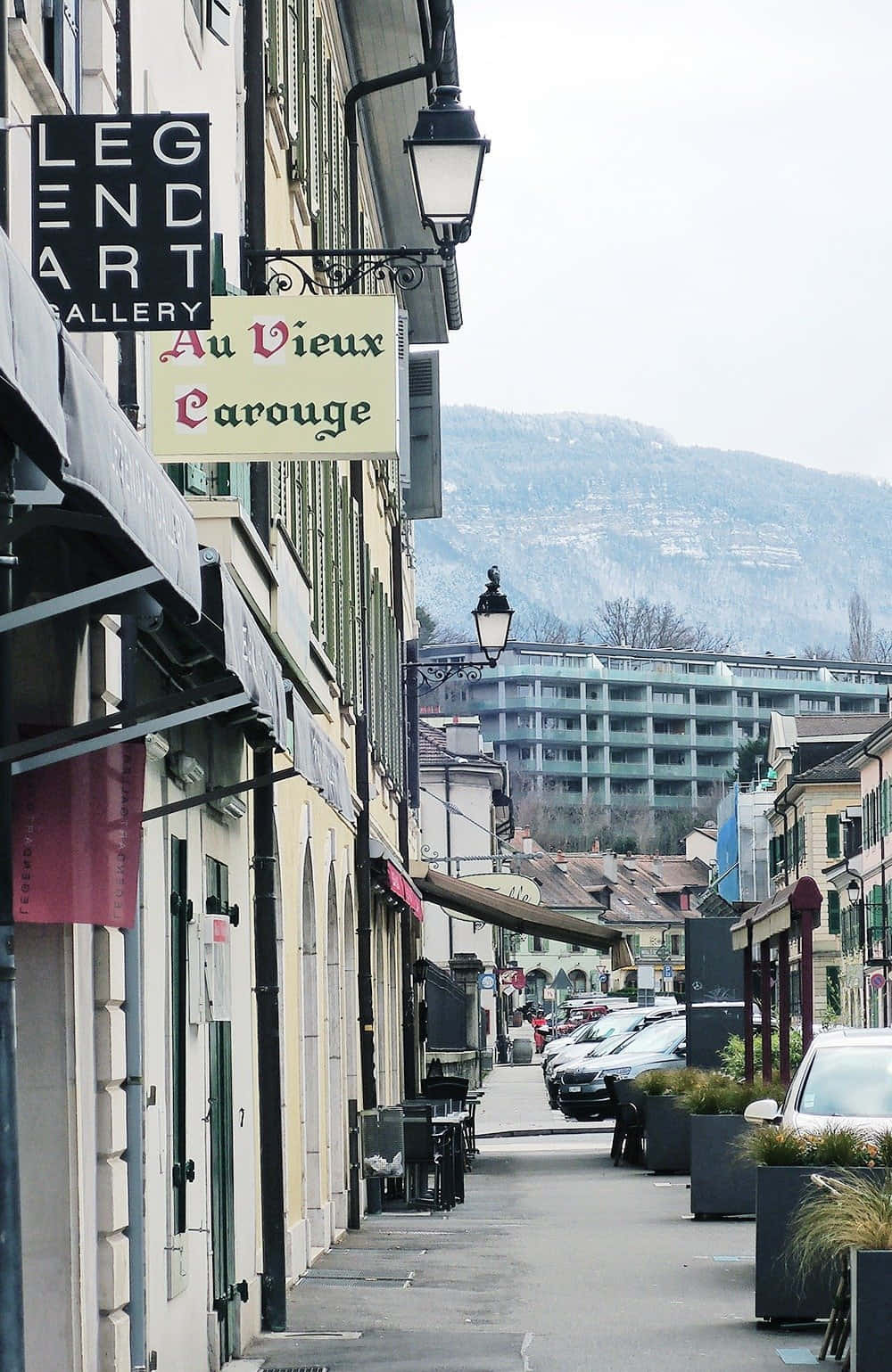 Carouge, mountains, historic buildings, HD Phone Wallpaper
