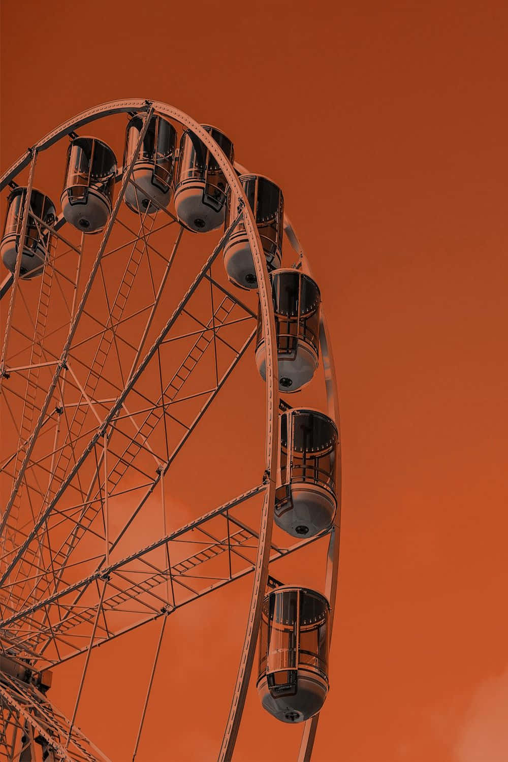 vintage orange ferris wheel, metallic gondolas, burnt orange sky, HD Phone Wallpaper