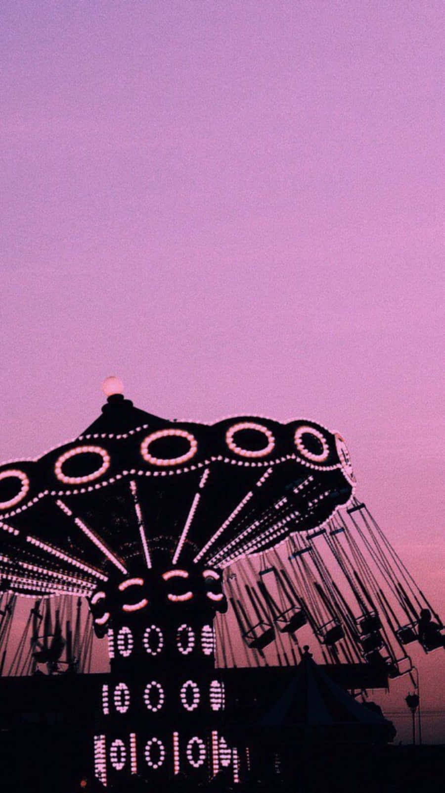 carousel, glowing pink lights, purple twilight sky, HD Phone Wallpaper