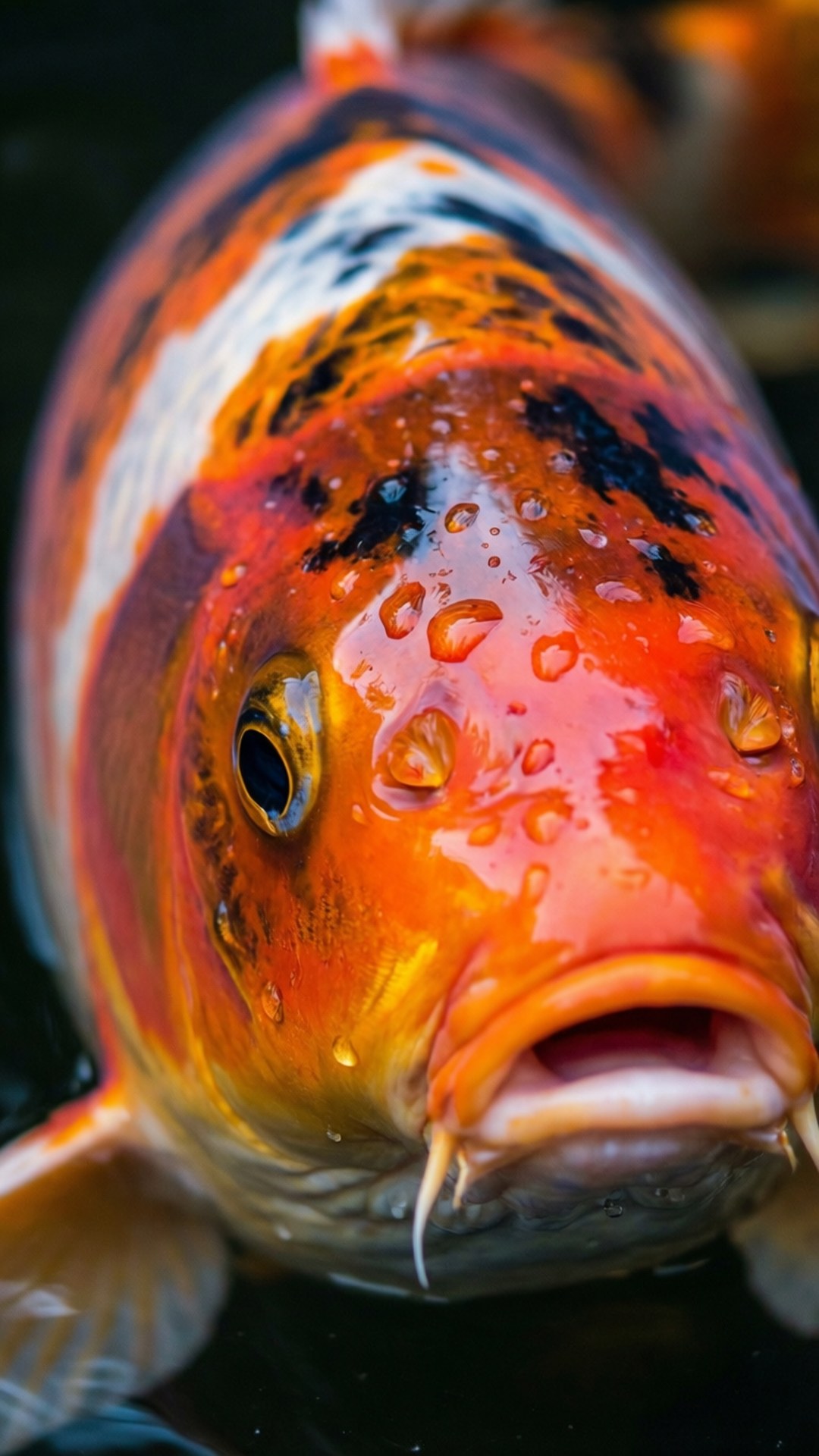 koi carp, colorful, macro shot, Full HD Phone Wallpaper