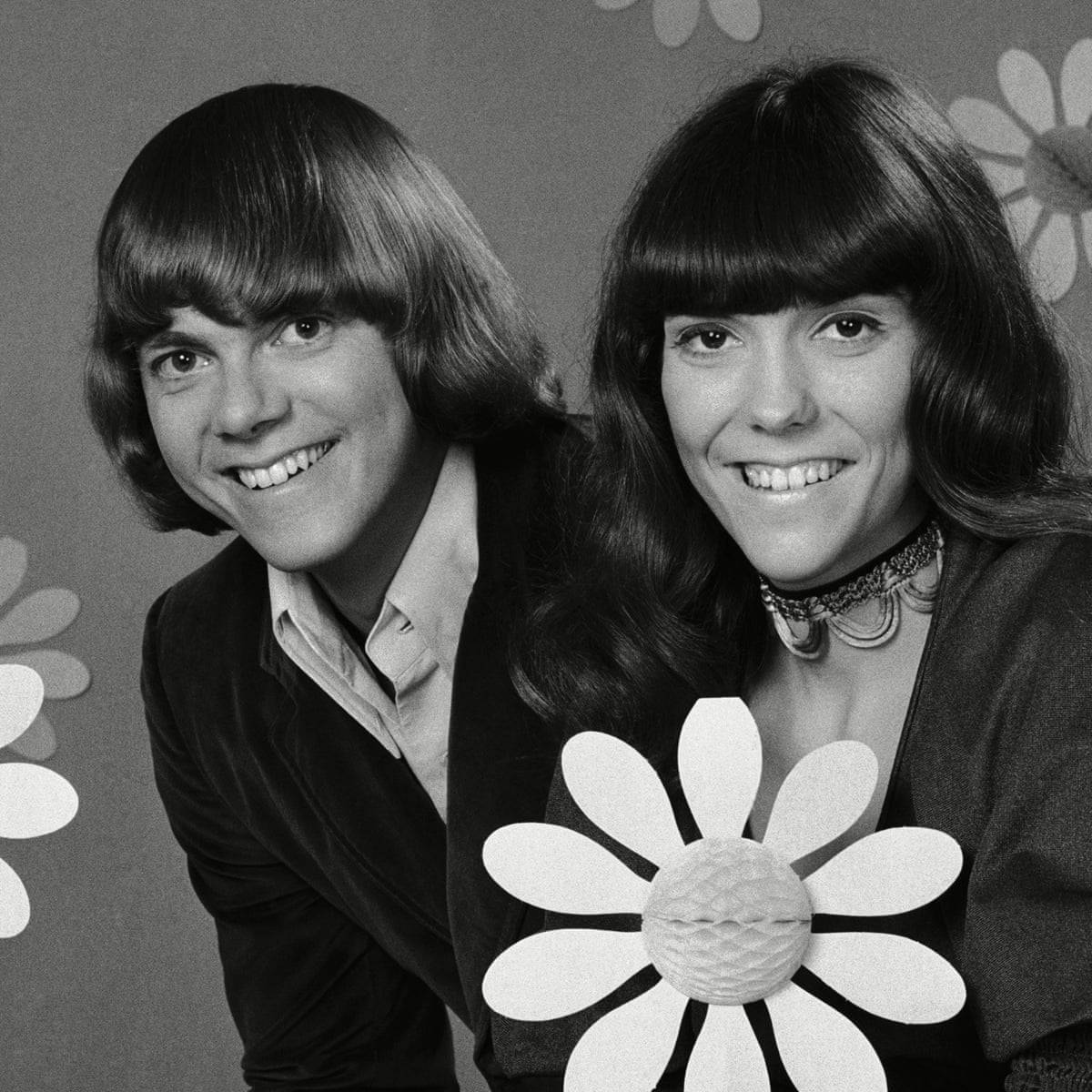 Carpenters, 1960s hairdos, floral wallpaper background, SD Desktop Wallpaper