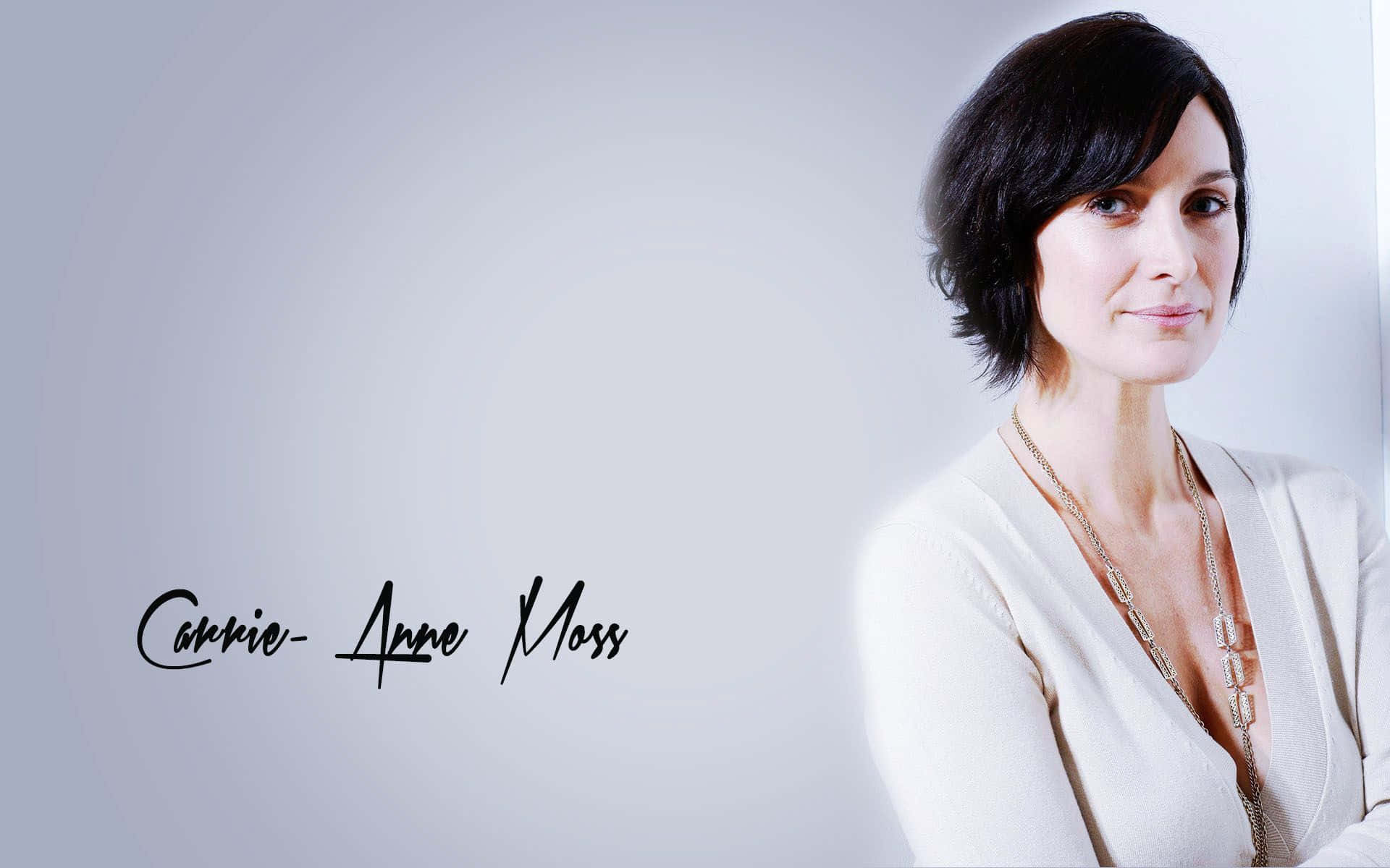 Carrie Anne Moss, short dark hair, cream cardigan, Full HD Desktop Wallpaper